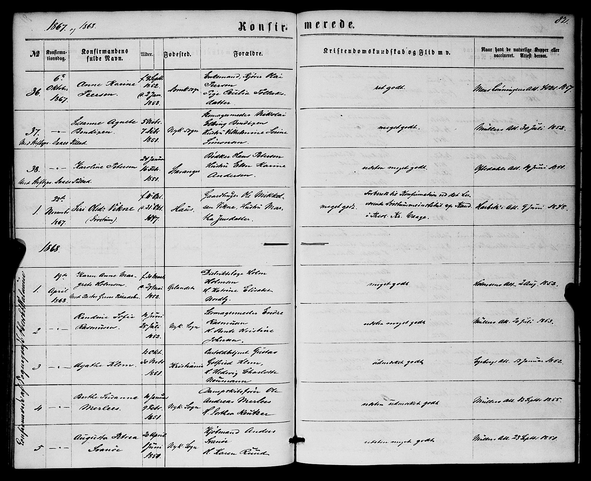 Nykirken Sokneprestembete, SAB/A-77101/H/Haa/L0024: Parish register (official) no. C 3, 1864-1870, p. 82