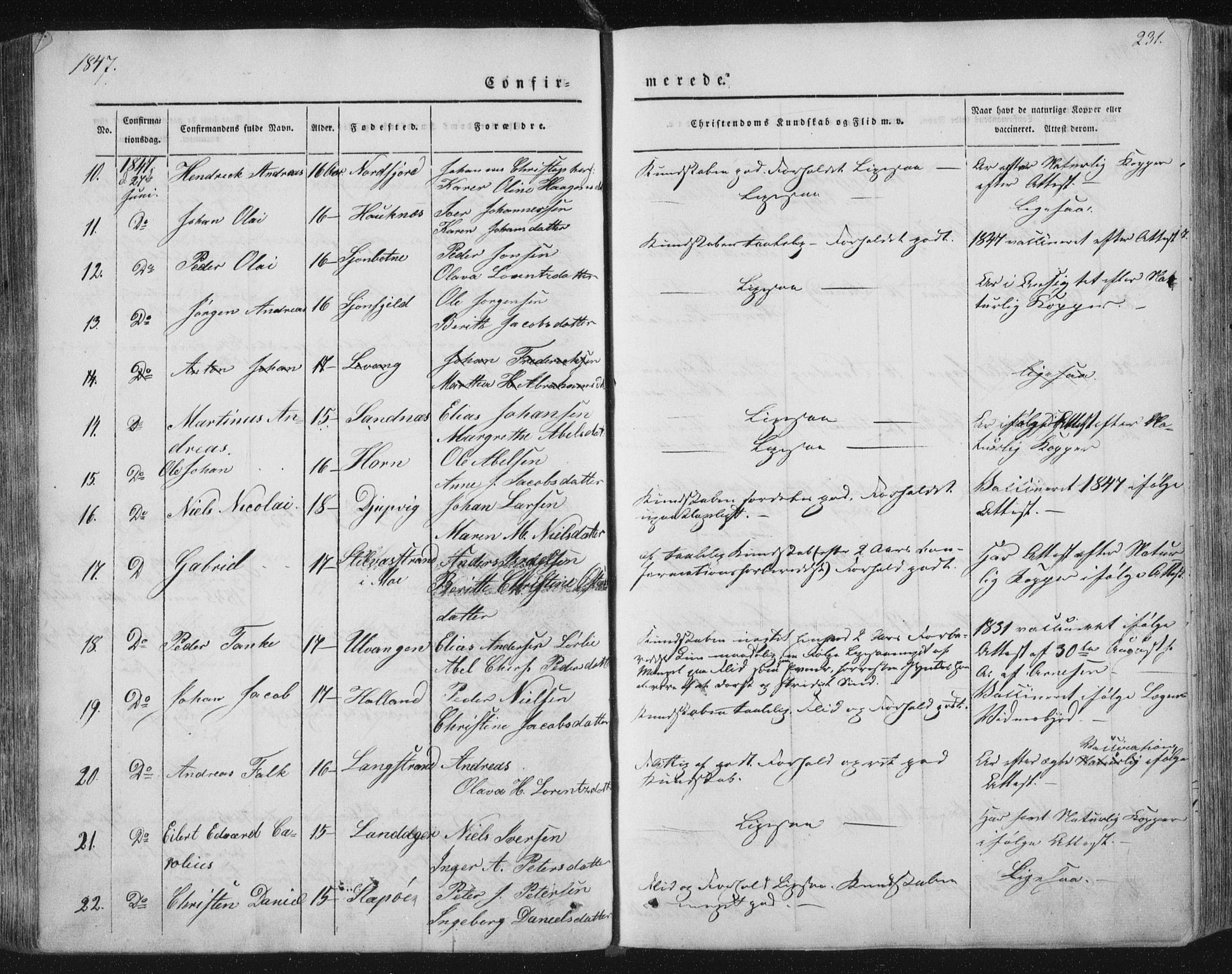 Ministerialprotokoller, klokkerbøker og fødselsregistre - Nordland, AV/SAT-A-1459/838/L0549: Parish register (official) no. 838A07, 1840-1854, p. 231