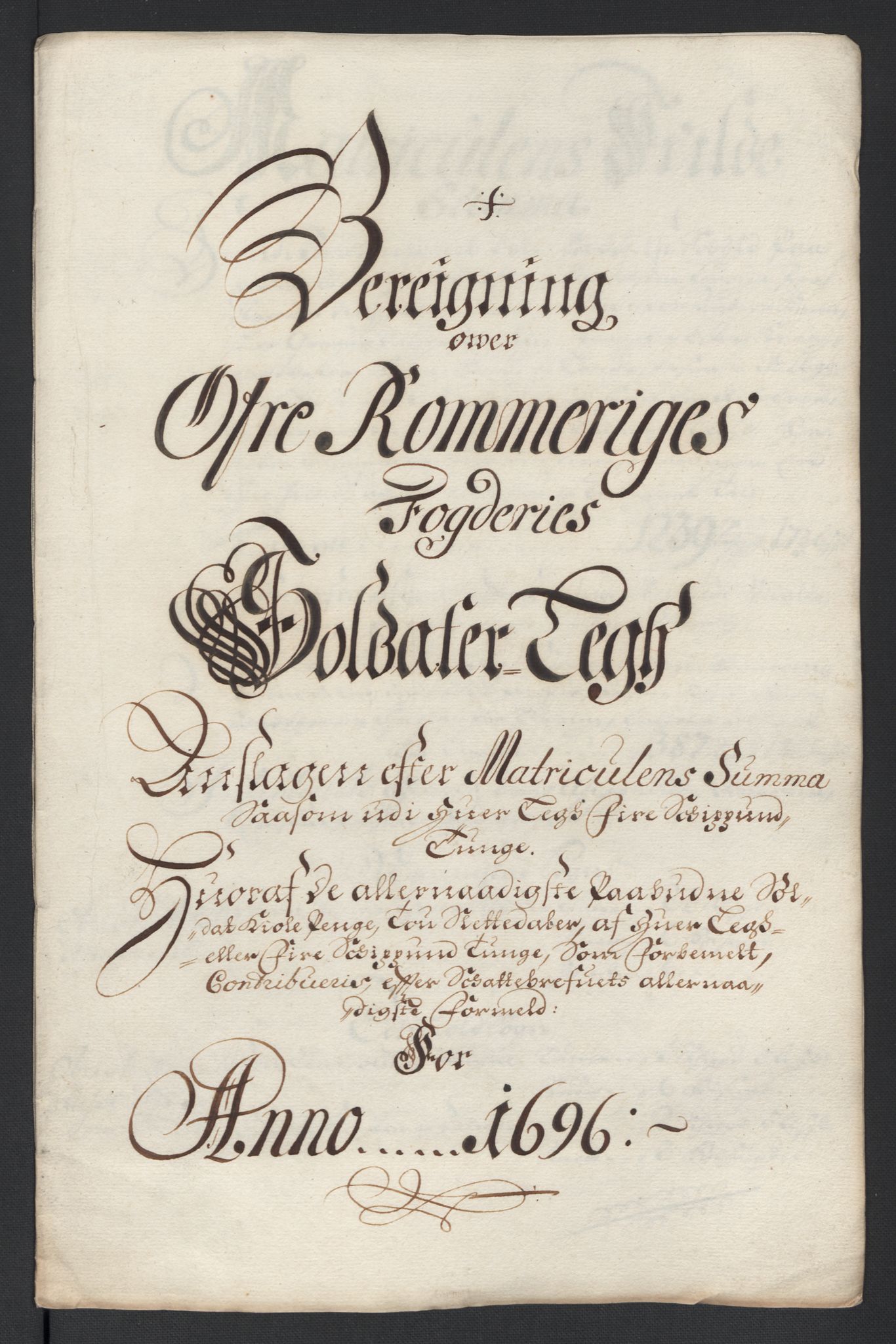 Rentekammeret inntil 1814, Reviderte regnskaper, Fogderegnskap, AV/RA-EA-4092/R12/L0708: Fogderegnskap Øvre Romerike, 1696, p. 224