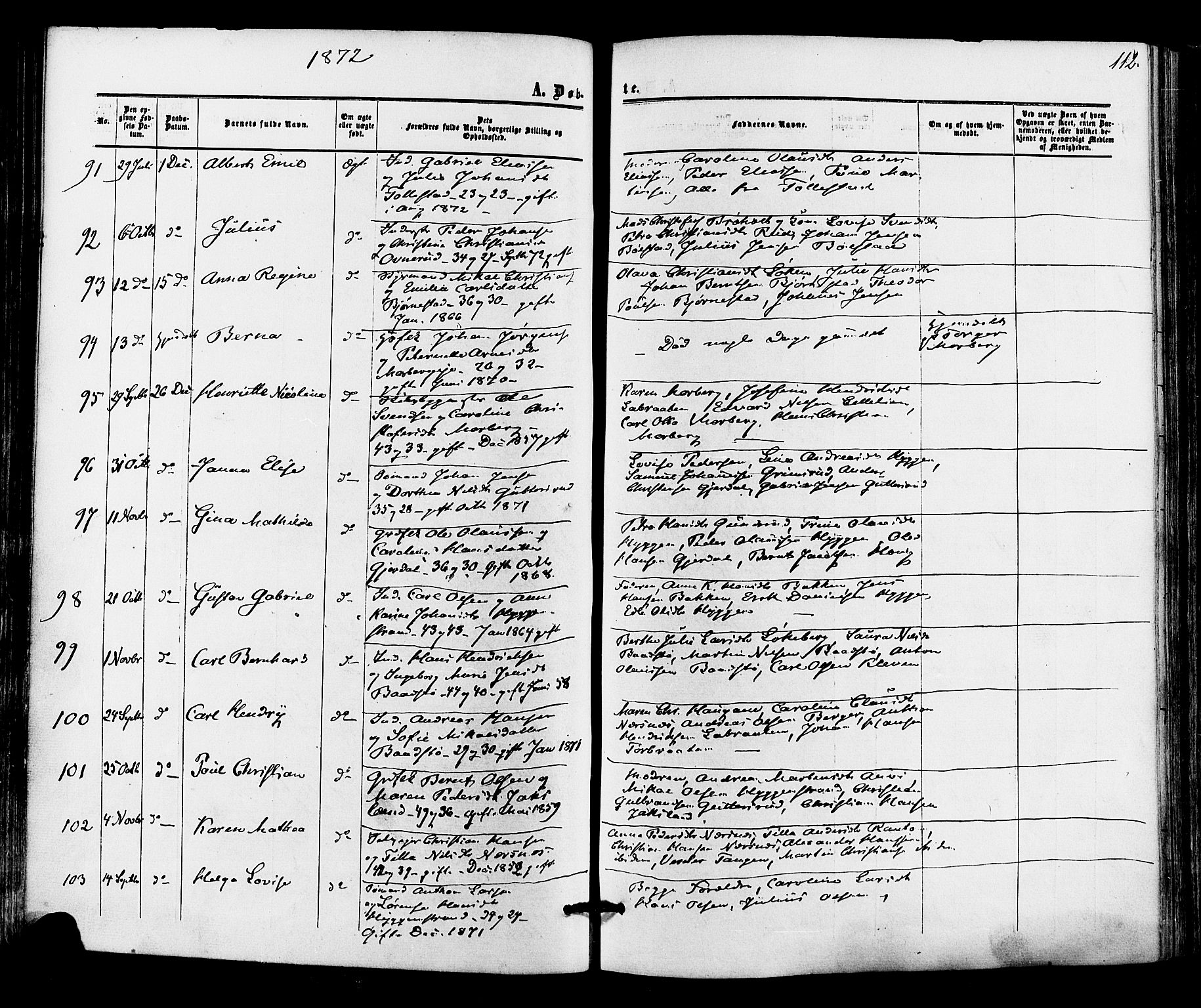 Røyken kirkebøker, SAKO/A-241/F/Fa/L0006: Parish register (official) no. 6, 1857-1875, p. 112