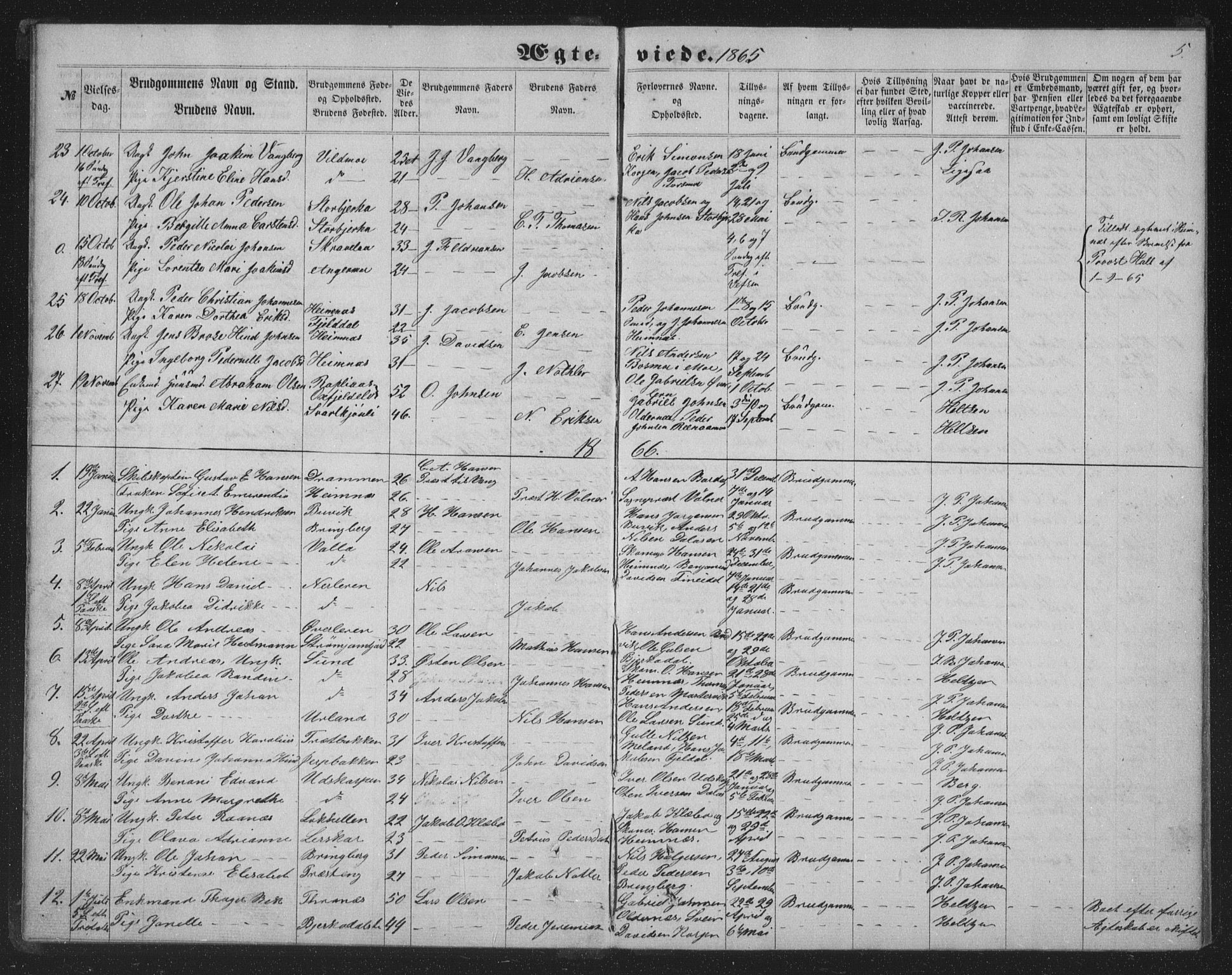 Ministerialprotokoller, klokkerbøker og fødselsregistre - Nordland, AV/SAT-A-1459/825/L0367: Parish register (copy) no. 825C04, 1863-1887, p. 5