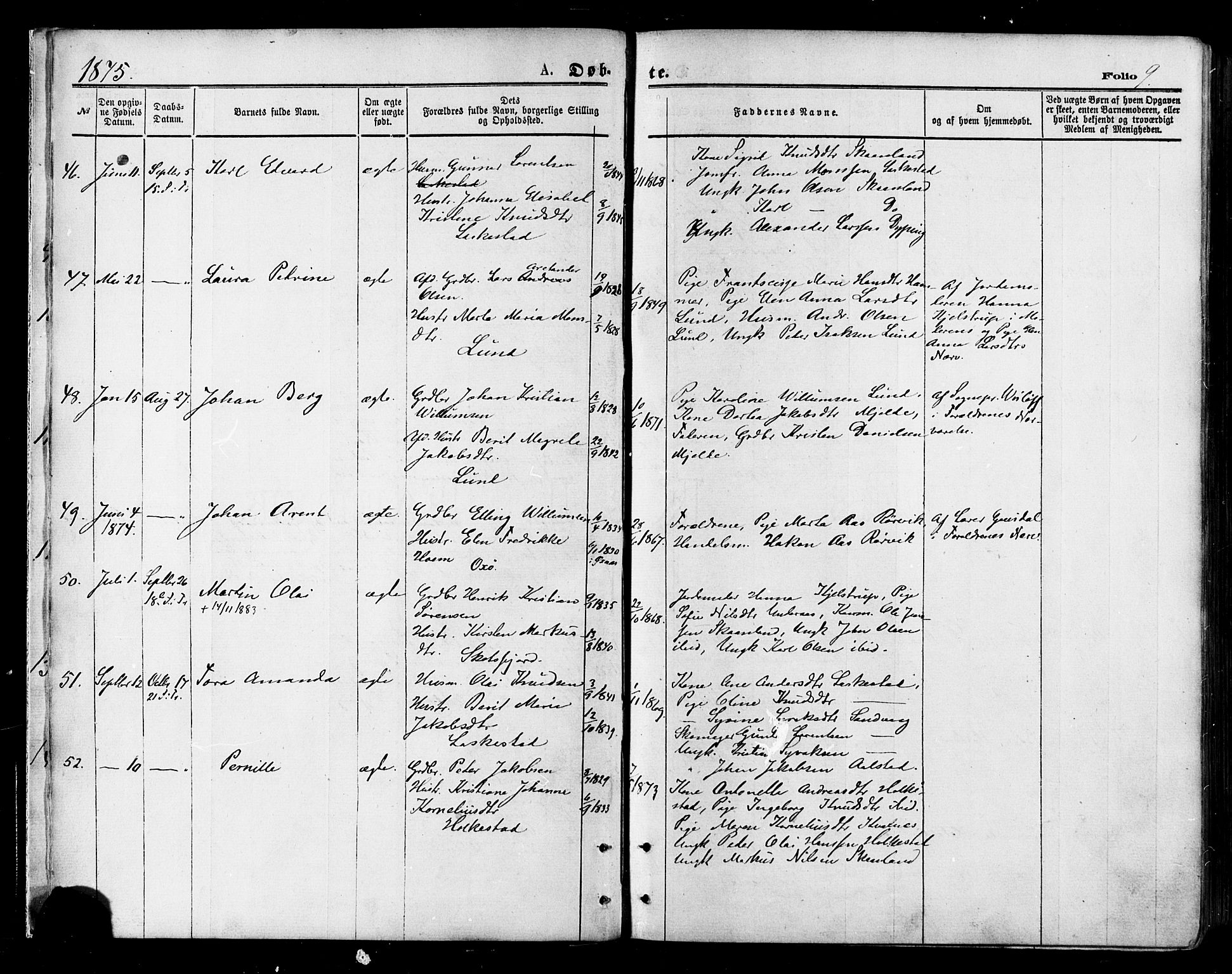 Ministerialprotokoller, klokkerbøker og fødselsregistre - Nordland, SAT/A-1459/855/L0802: Parish register (official) no. 855A10, 1875-1886, p. 9