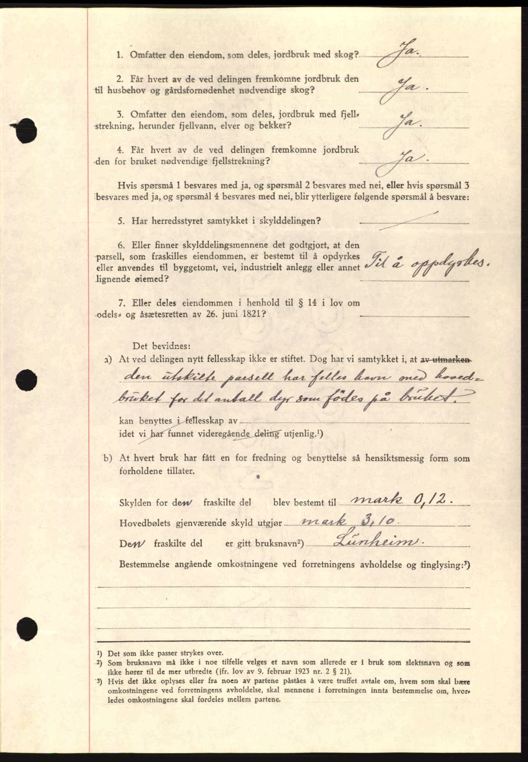 Romsdal sorenskriveri, AV/SAT-A-4149/1/2/2C: Mortgage book no. A12, 1942-1942, Diary no: : 1069/1942