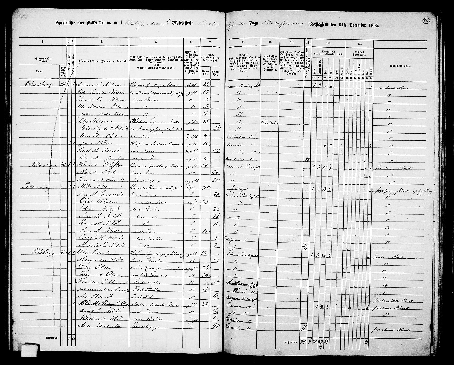 RA, 1865 census for Balsfjord, 1865, p. 29