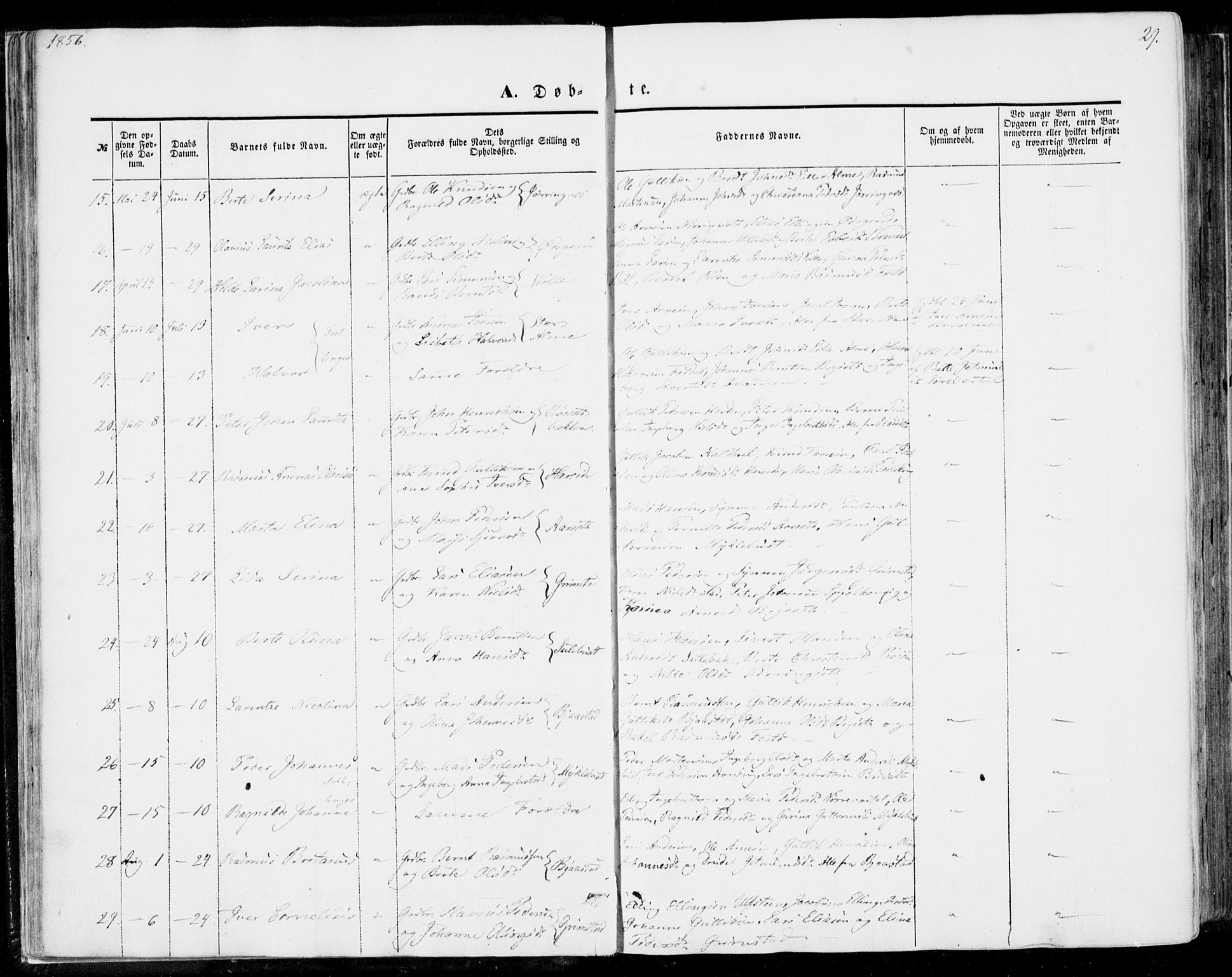 Ministerialprotokoller, klokkerbøker og fødselsregistre - Møre og Romsdal, SAT/A-1454/510/L0121: Parish register (official) no. 510A01, 1848-1877, p. 29