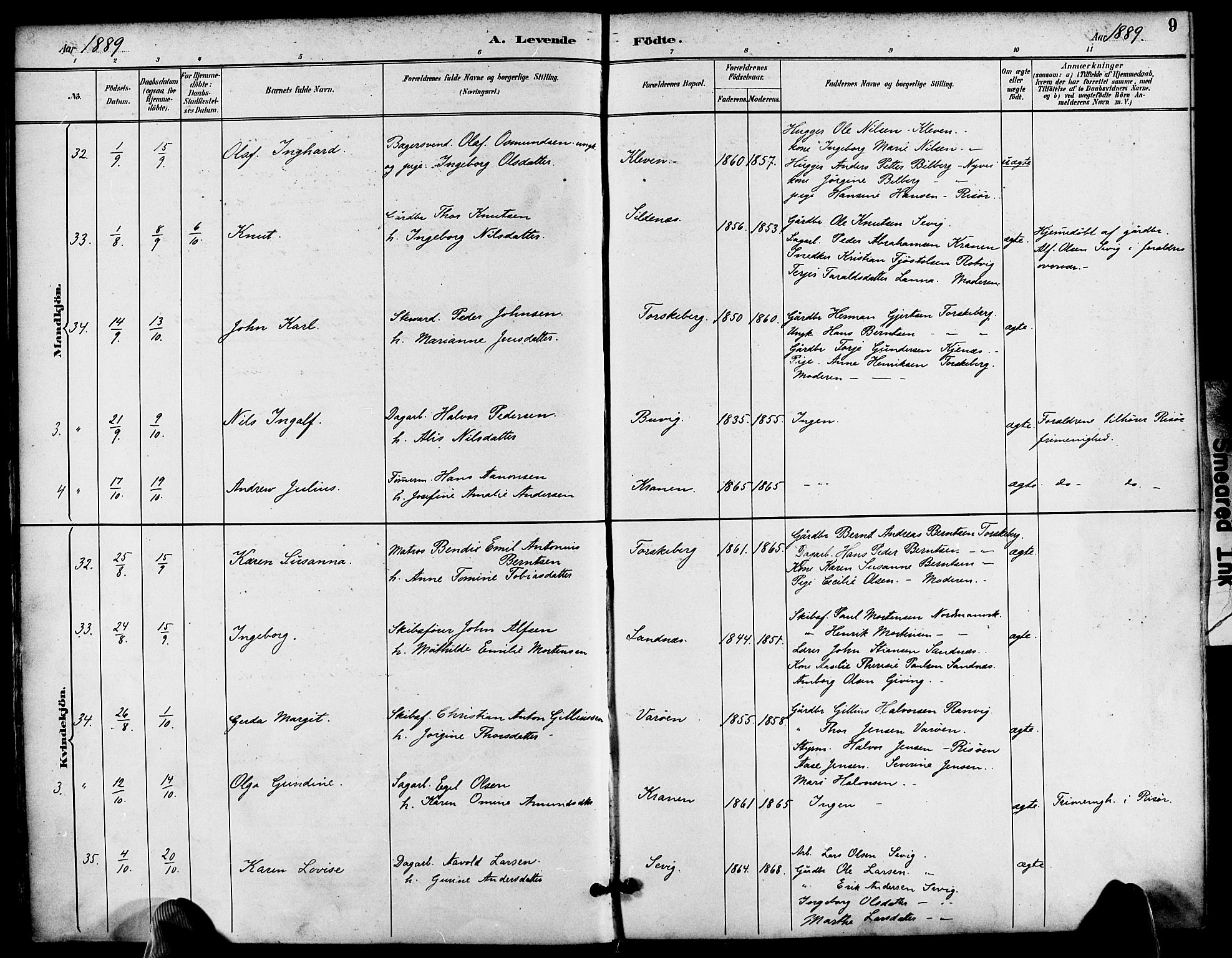 Søndeled sokneprestkontor, SAK/1111-0038/F/Fa/L0005: Parish register (official) no. A 5, 1889-1899, p. 9