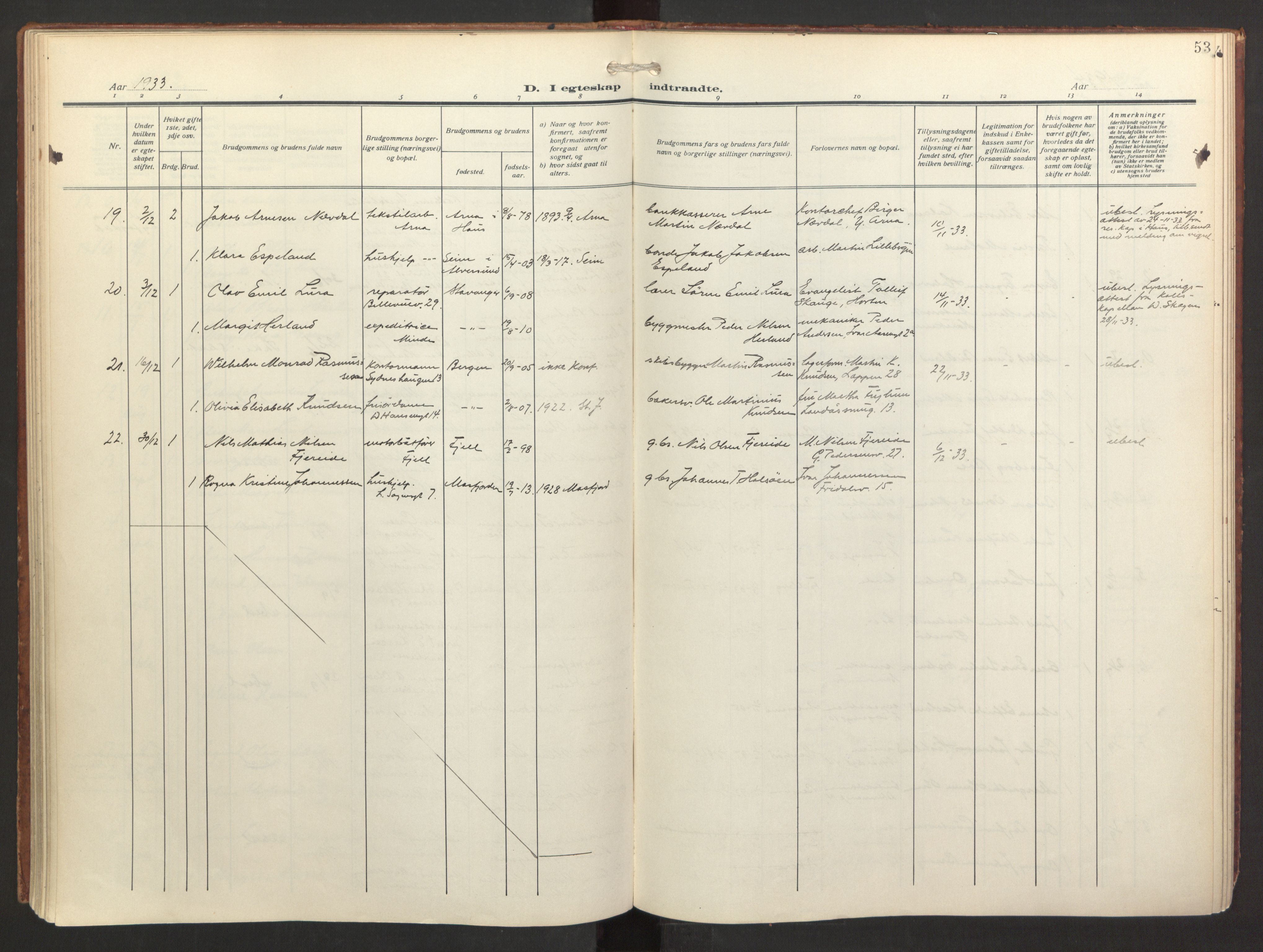 St. Jacob sokneprestembete, AV/SAB-A-78001/H/Haa/L0005: Parish register (official) no. C 1, 1917-1951, p. 53