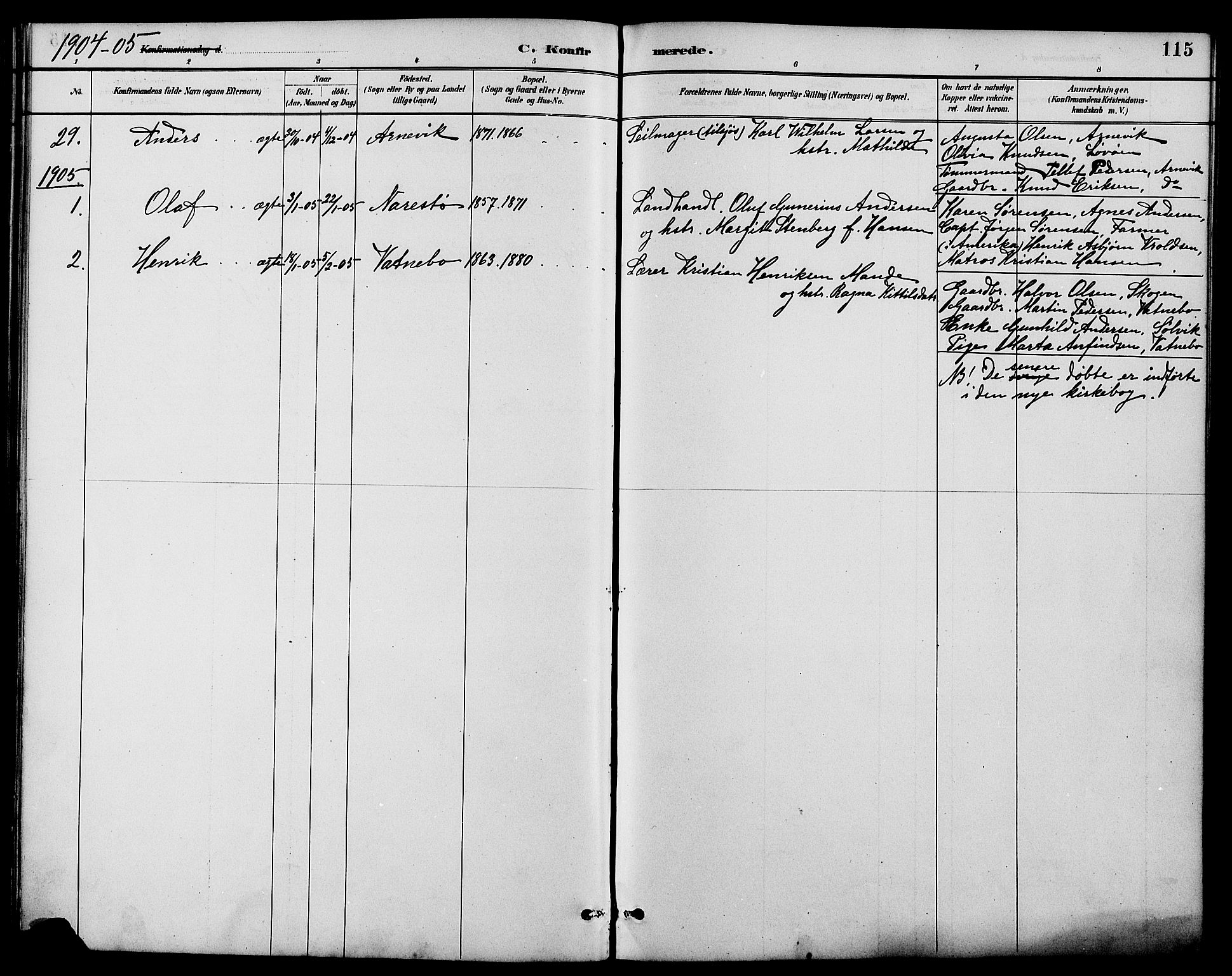 Dypvåg sokneprestkontor, AV/SAK-1111-0007/F/Fb/Fbb/L0004: Parish register (copy) no. B 4, 1887-1905, p. 115