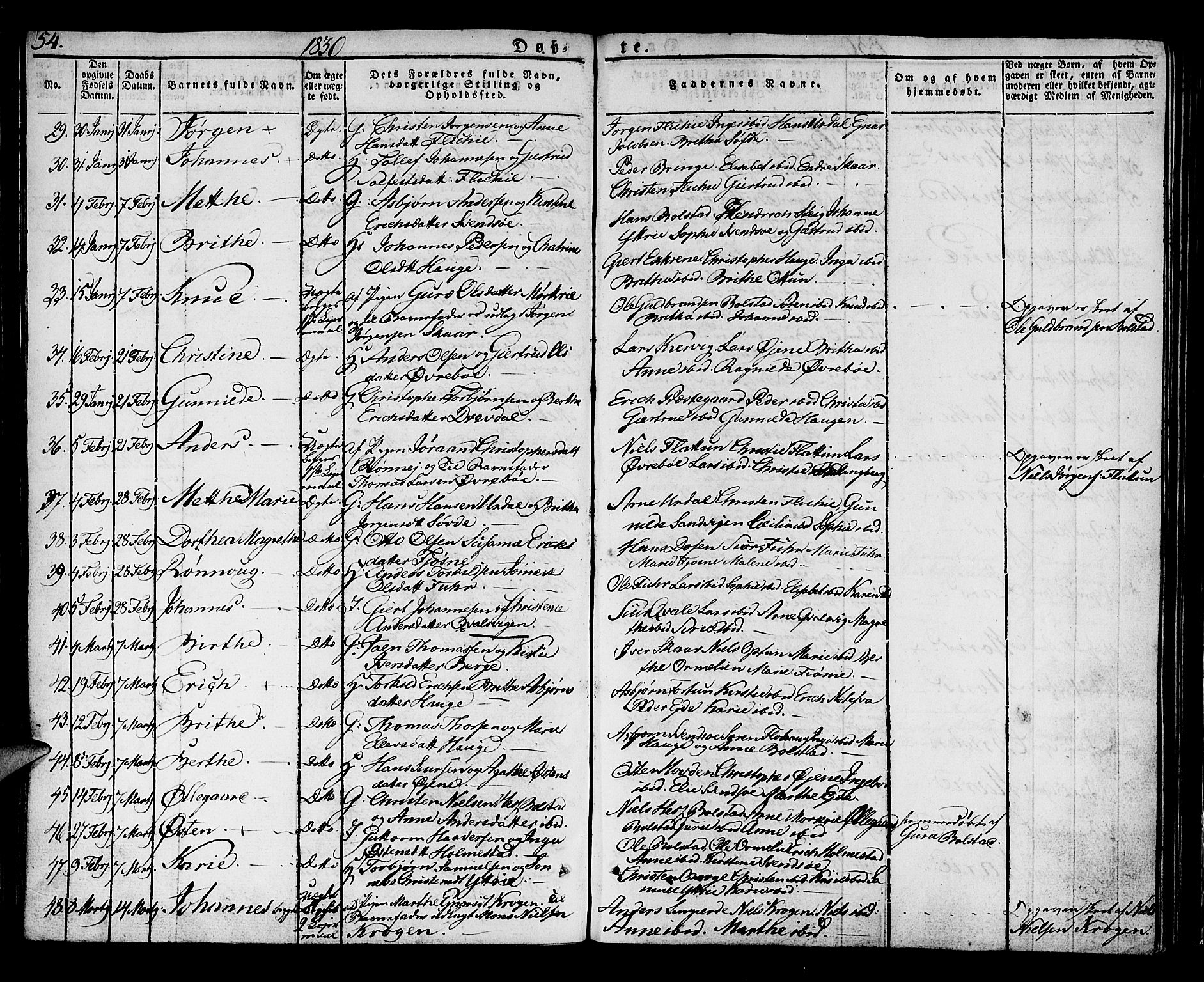Luster sokneprestembete, SAB/A-81101/H/Haa/Haaa/L0004: Parish register (official) no. A 4, 1821-1832, p. 54