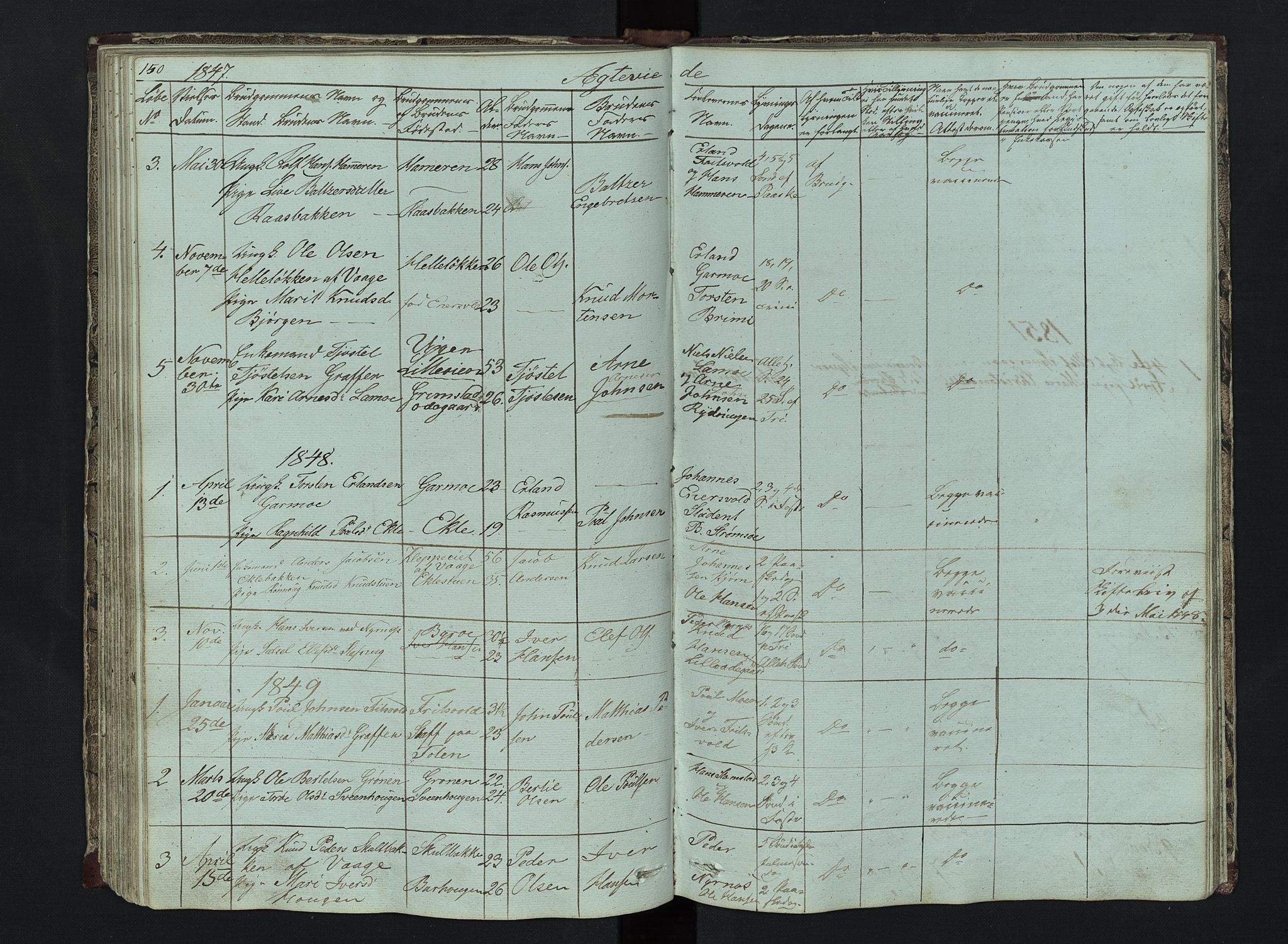 Lom prestekontor, SAH/PREST-070/L/L0014: Parish register (copy) no. 14, 1845-1876, p. 150-151