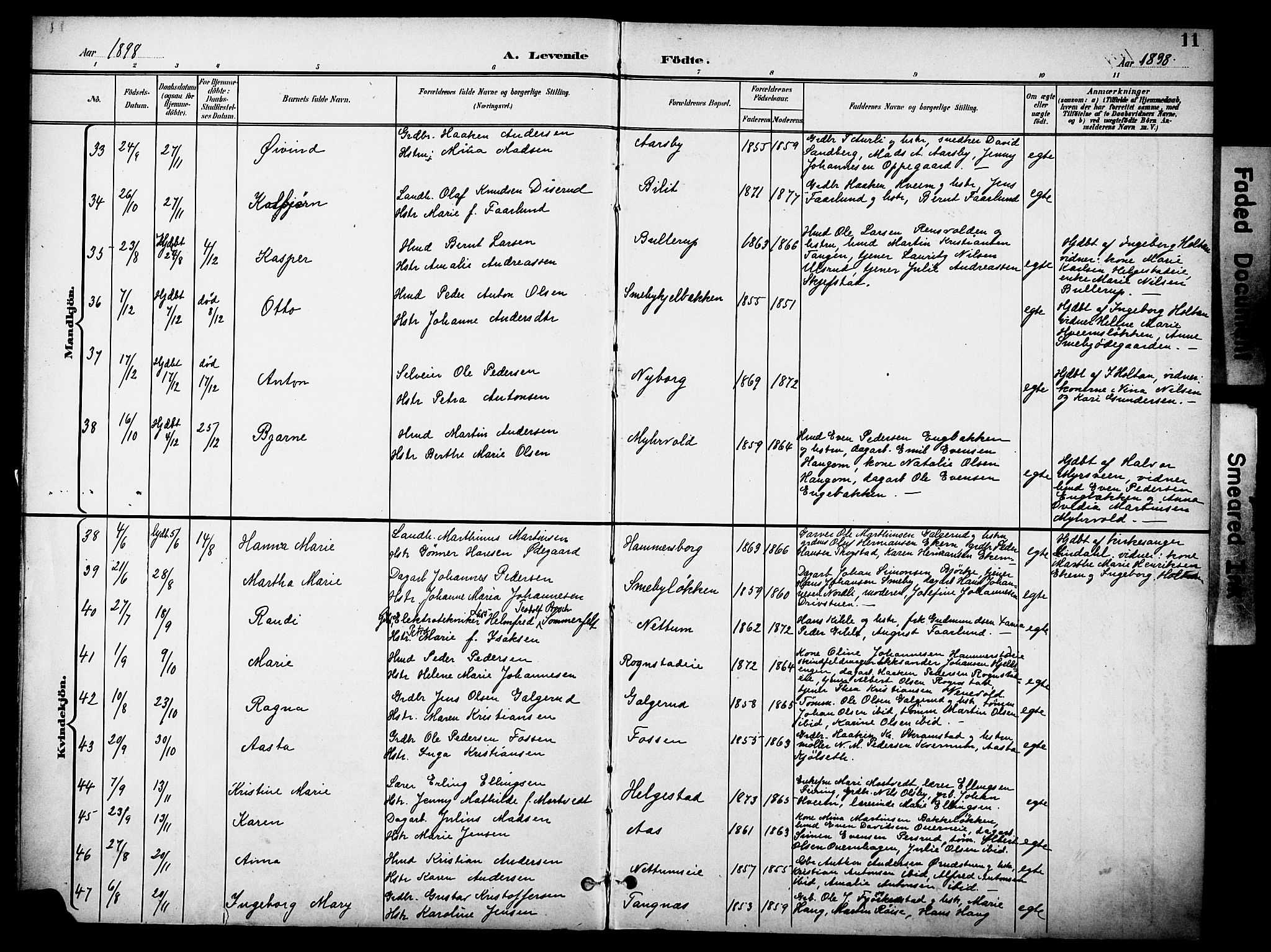 Østre Toten prestekontor, AV/SAH-PREST-104/H/Ha/Haa/L0009: Parish register (official) no. 9, 1897-1913, p. 11