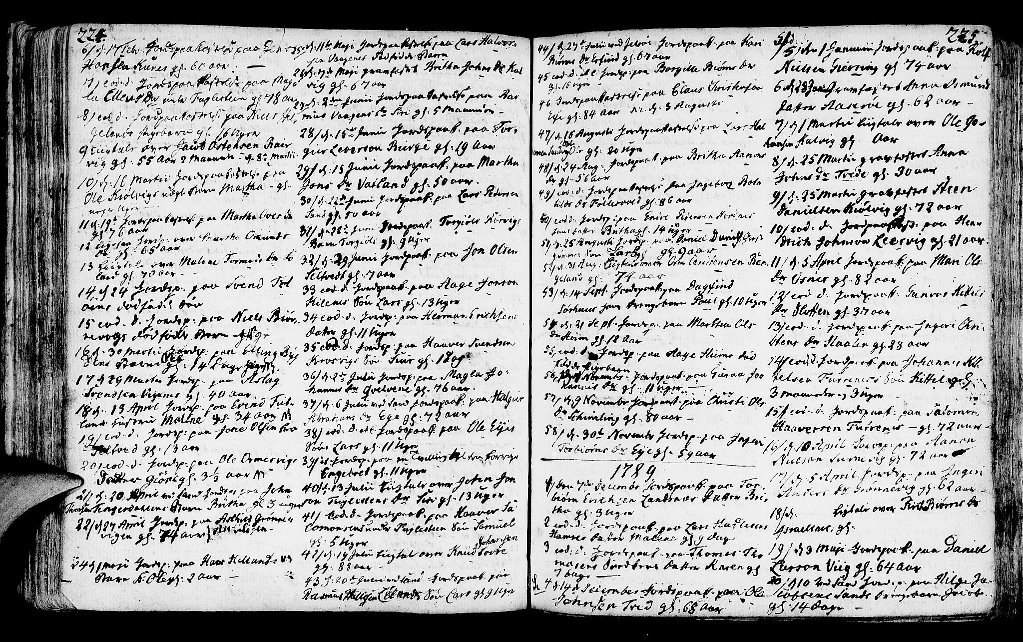 Jelsa sokneprestkontor, SAST/A-101842/01/IV: Parish register (official) no. A 3, 1768-1796, p. 224-225