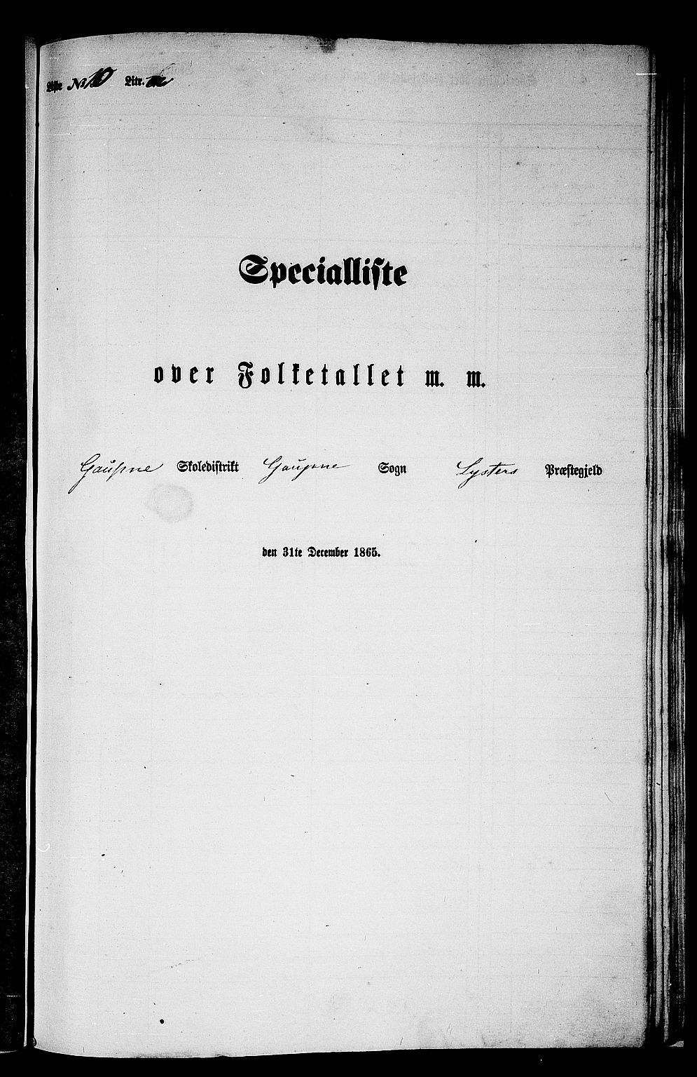 RA, 1865 census for Luster, 1865, p. 140