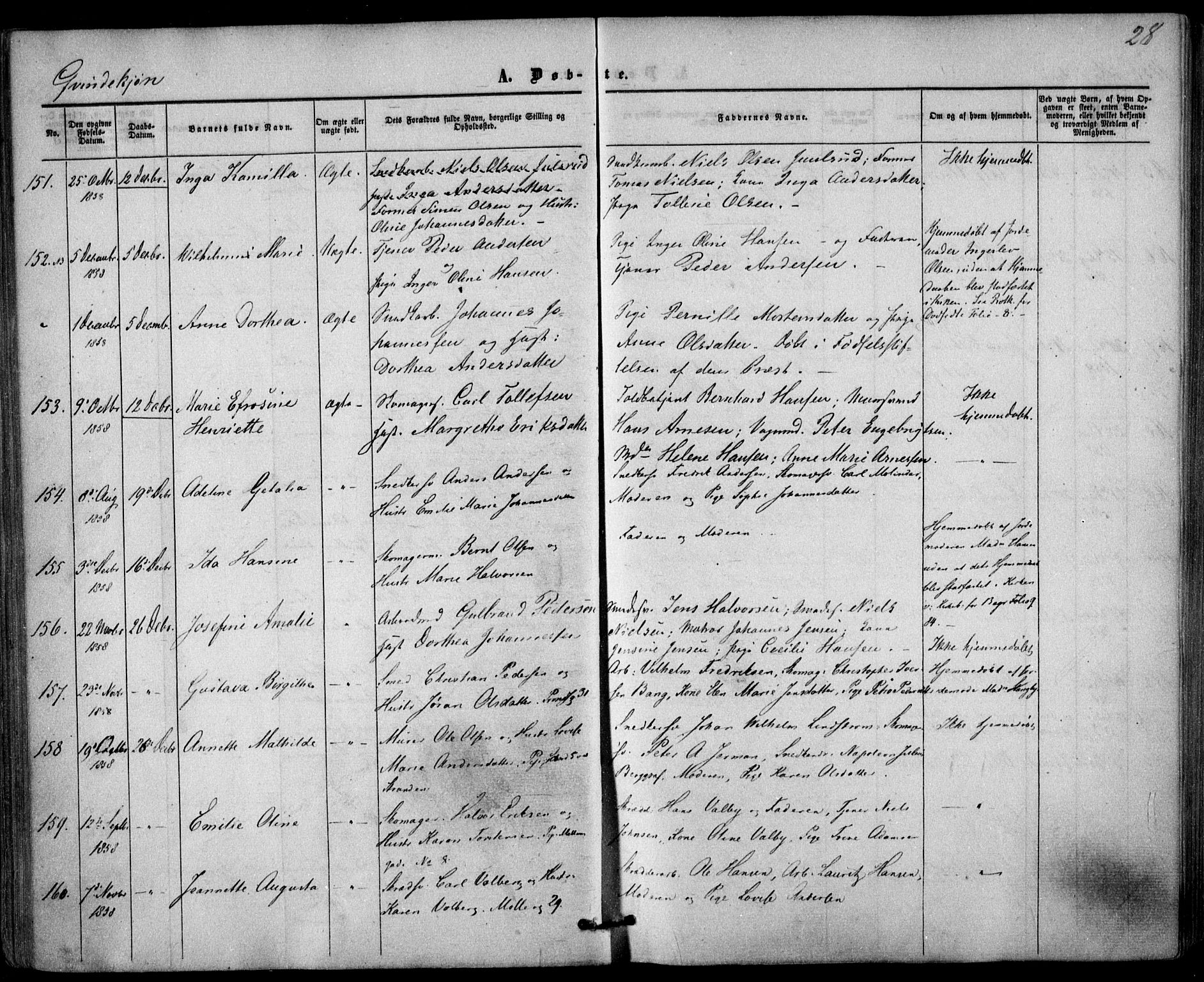 Trefoldighet prestekontor Kirkebøker, AV/SAO-A-10882/F/Fa/L0001: Parish register (official) no. I 1, 1858-1863, p. 28