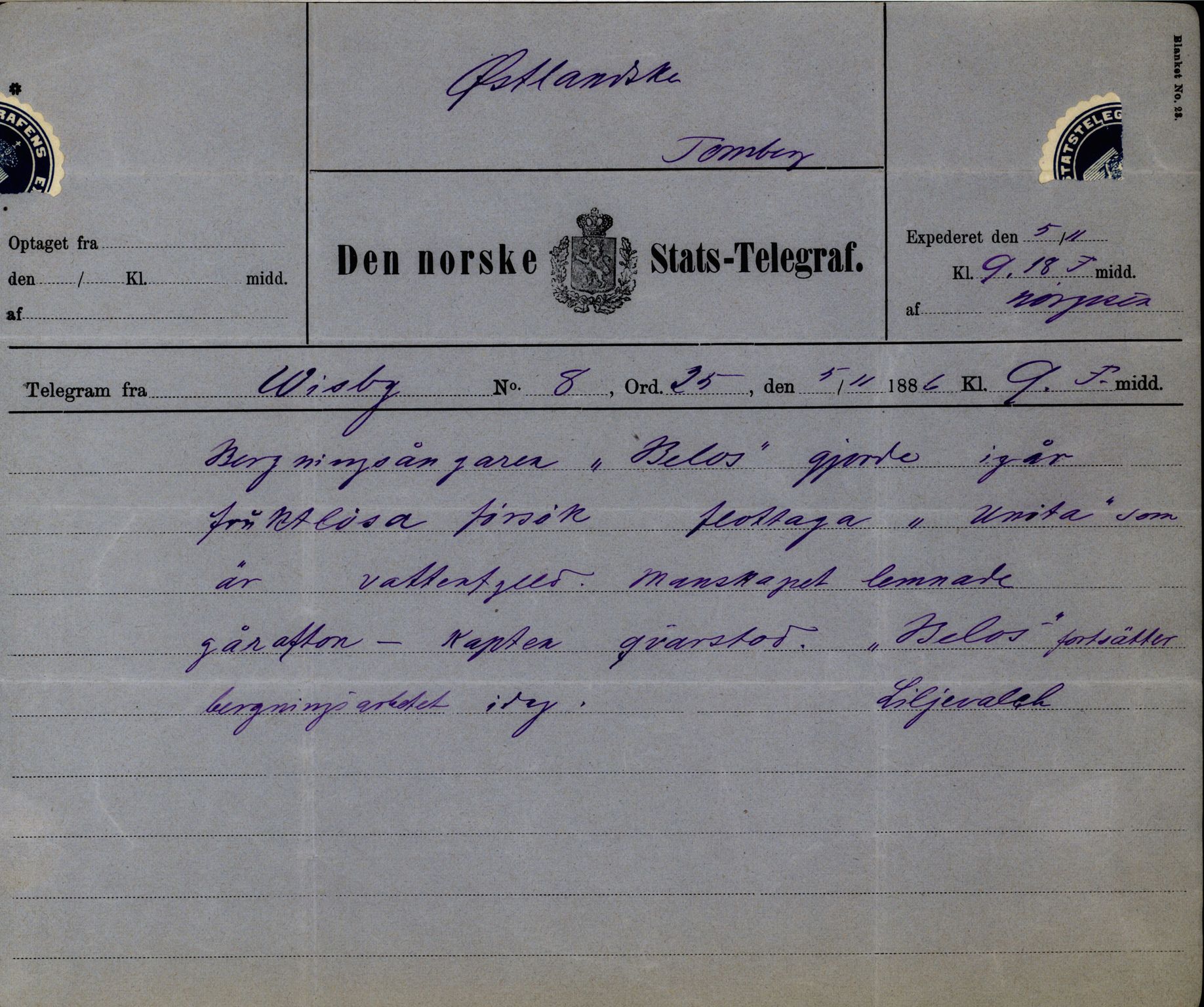 Pa 63 - Østlandske skibsassuranceforening, VEMU/A-1079/G/Ga/L0019/0004: Havaridokumenter / Unita, L'Union, Lympha, Medbør, Kommandør, Svend Foyn, 1886, p. 6