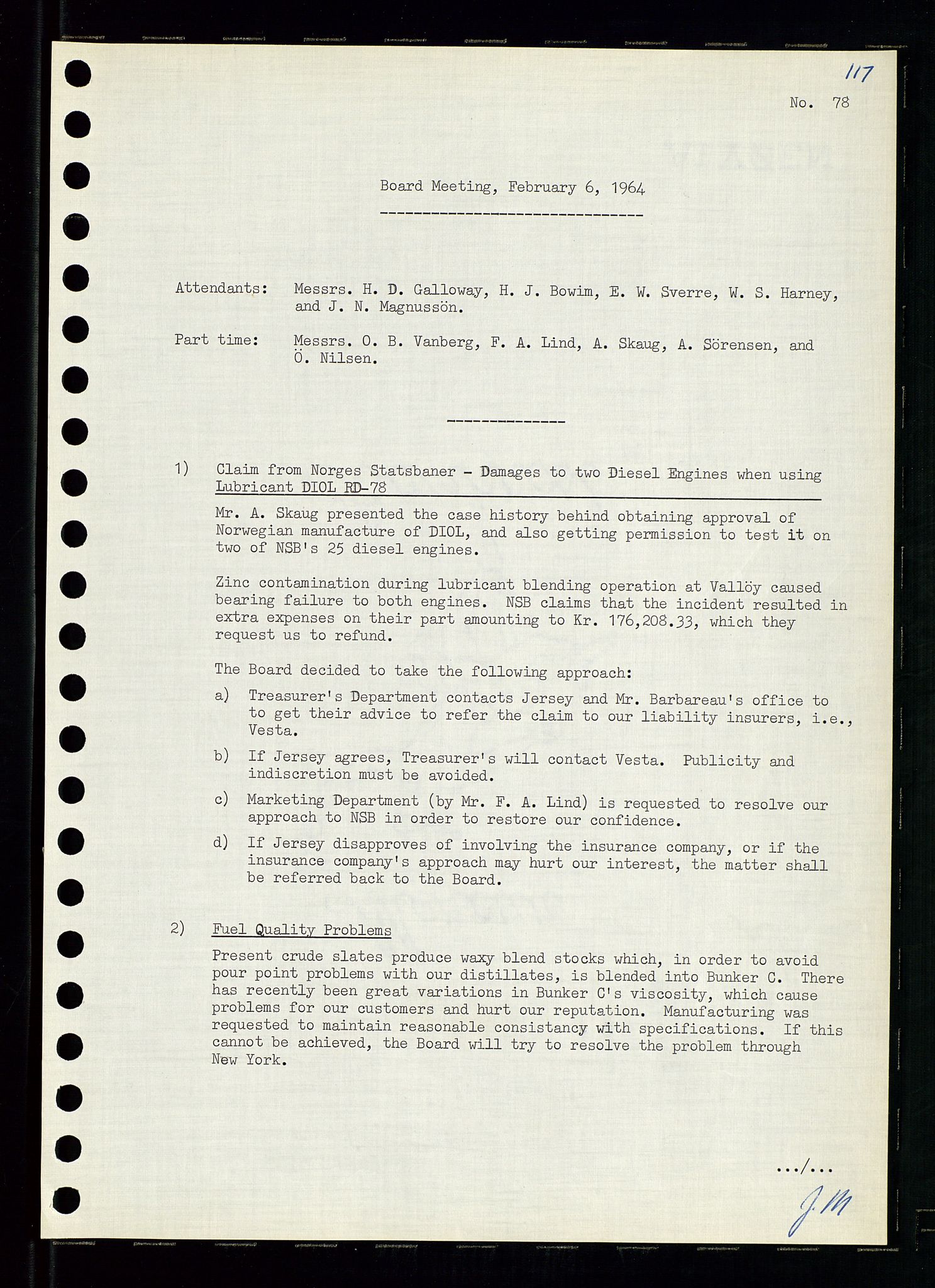 Pa 0982 - Esso Norge A/S, AV/SAST-A-100448/A/Aa/L0001/0004: Den administrerende direksjon Board minutes (styrereferater) / Den administrerende direksjon Board minutes (styrereferater), 1963-1964, p. 144