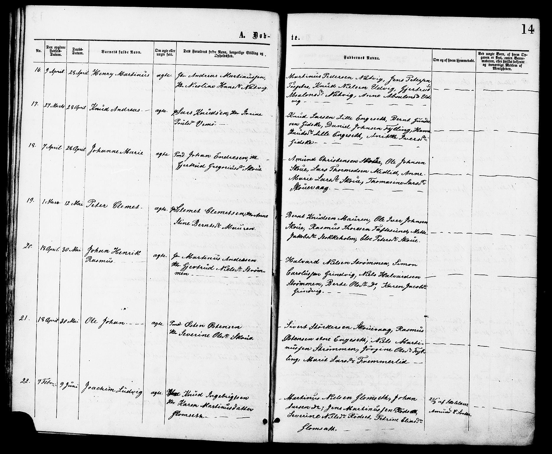 Ministerialprotokoller, klokkerbøker og fødselsregistre - Møre og Romsdal, AV/SAT-A-1454/524/L0355: Parish register (official) no. 524A07, 1864-1879, p. 14