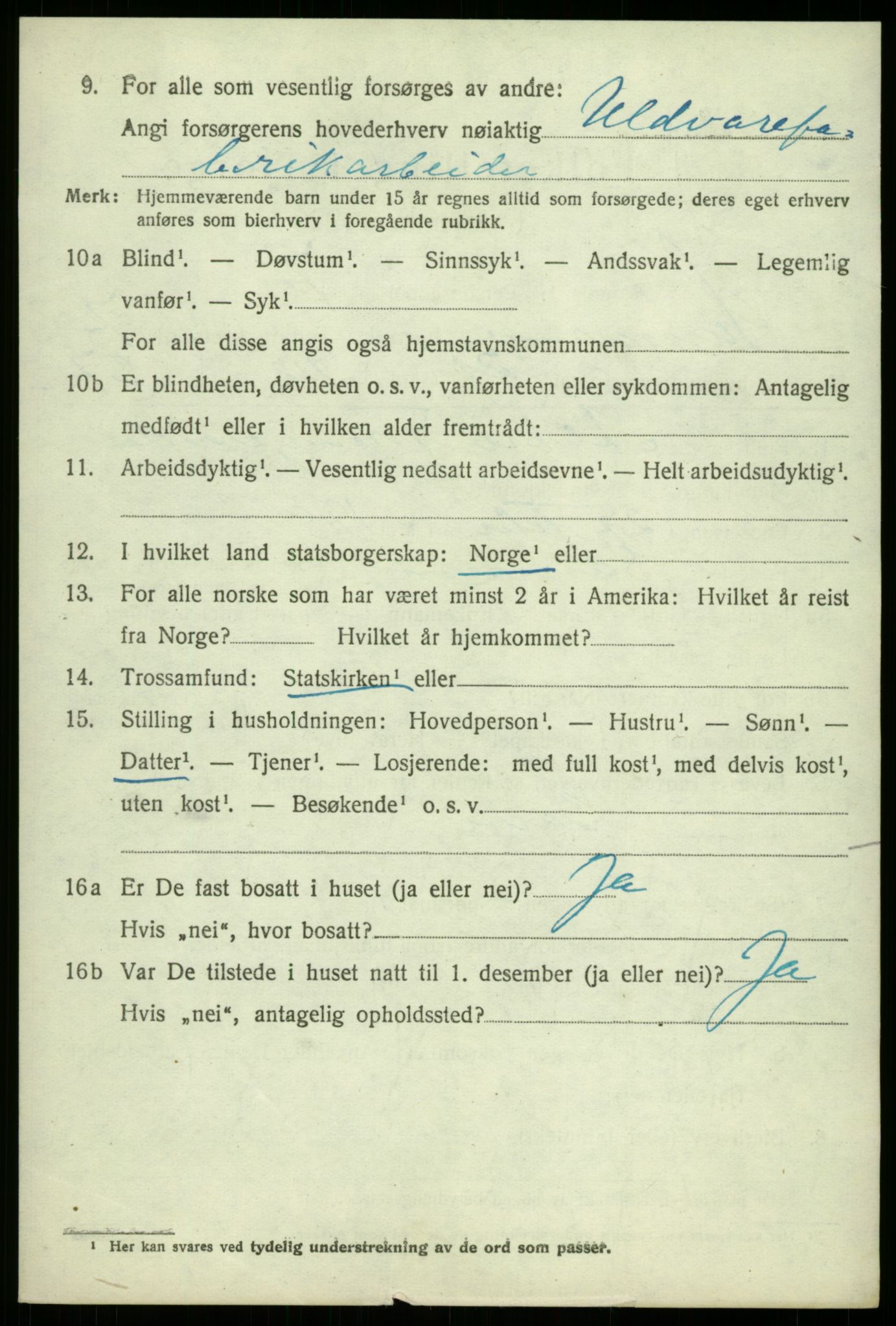 SAB, 1920 census for Samnanger, 1920, p. 3420