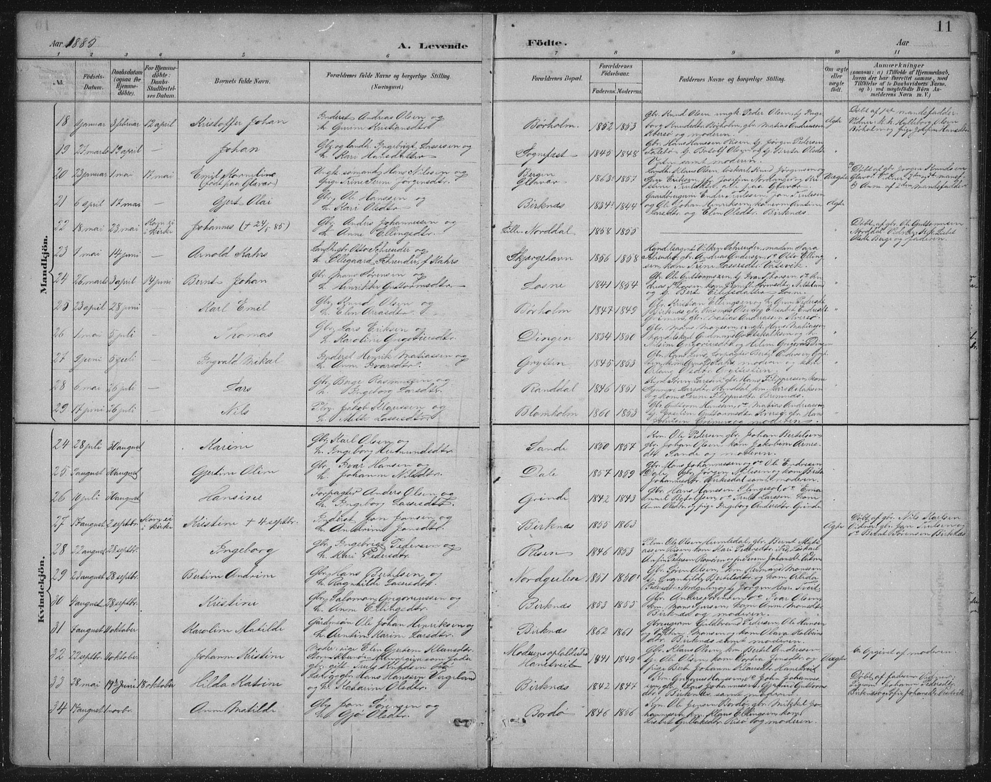 Gulen sokneprestembete, SAB/A-80201/H/Hab/Habb/L0003: Parish register (copy) no. B 3, 1884-1907, p. 11