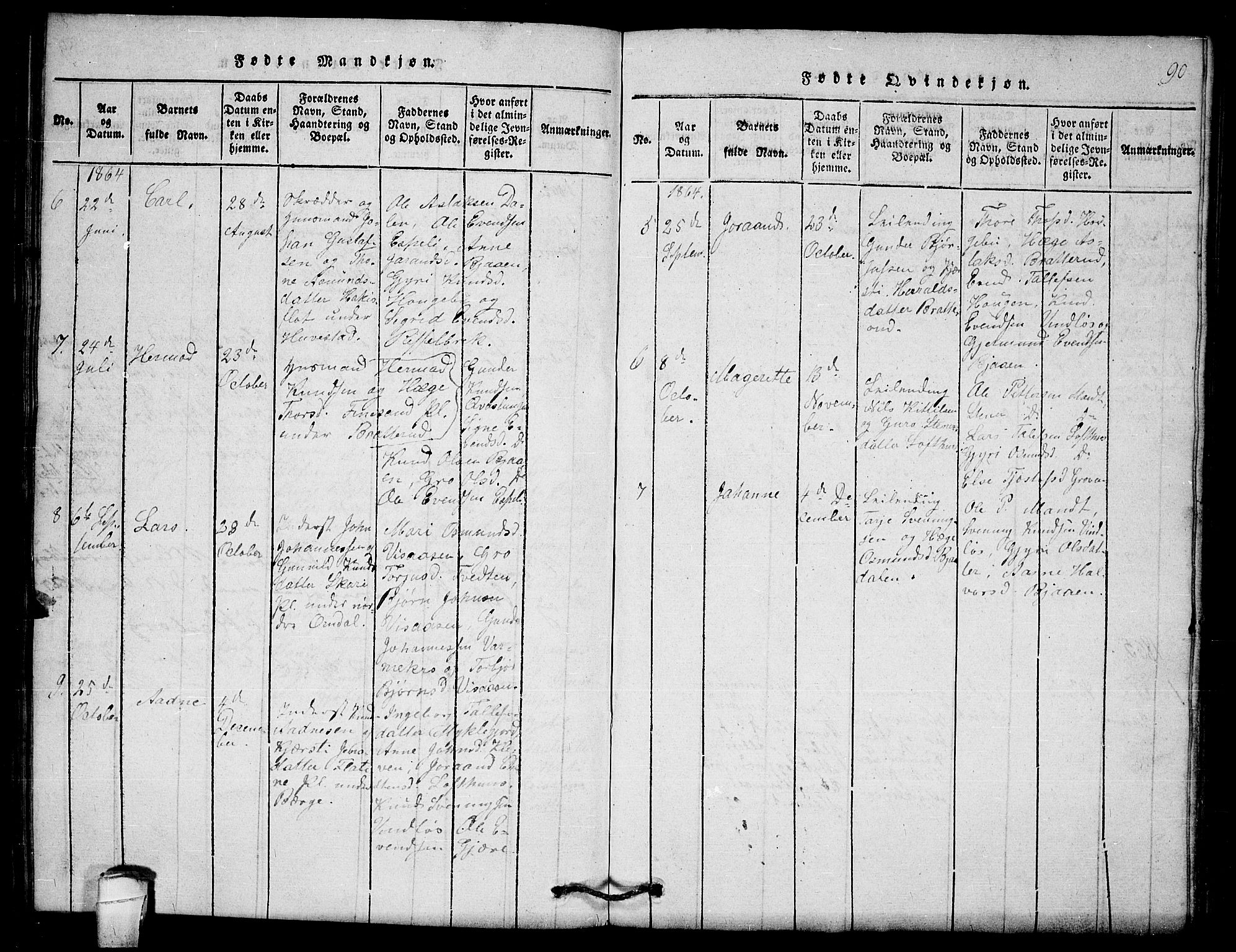 Lårdal kirkebøker, SAKO/A-284/G/Gb/L0001: Parish register (copy) no. II 1, 1815-1865, p. 90