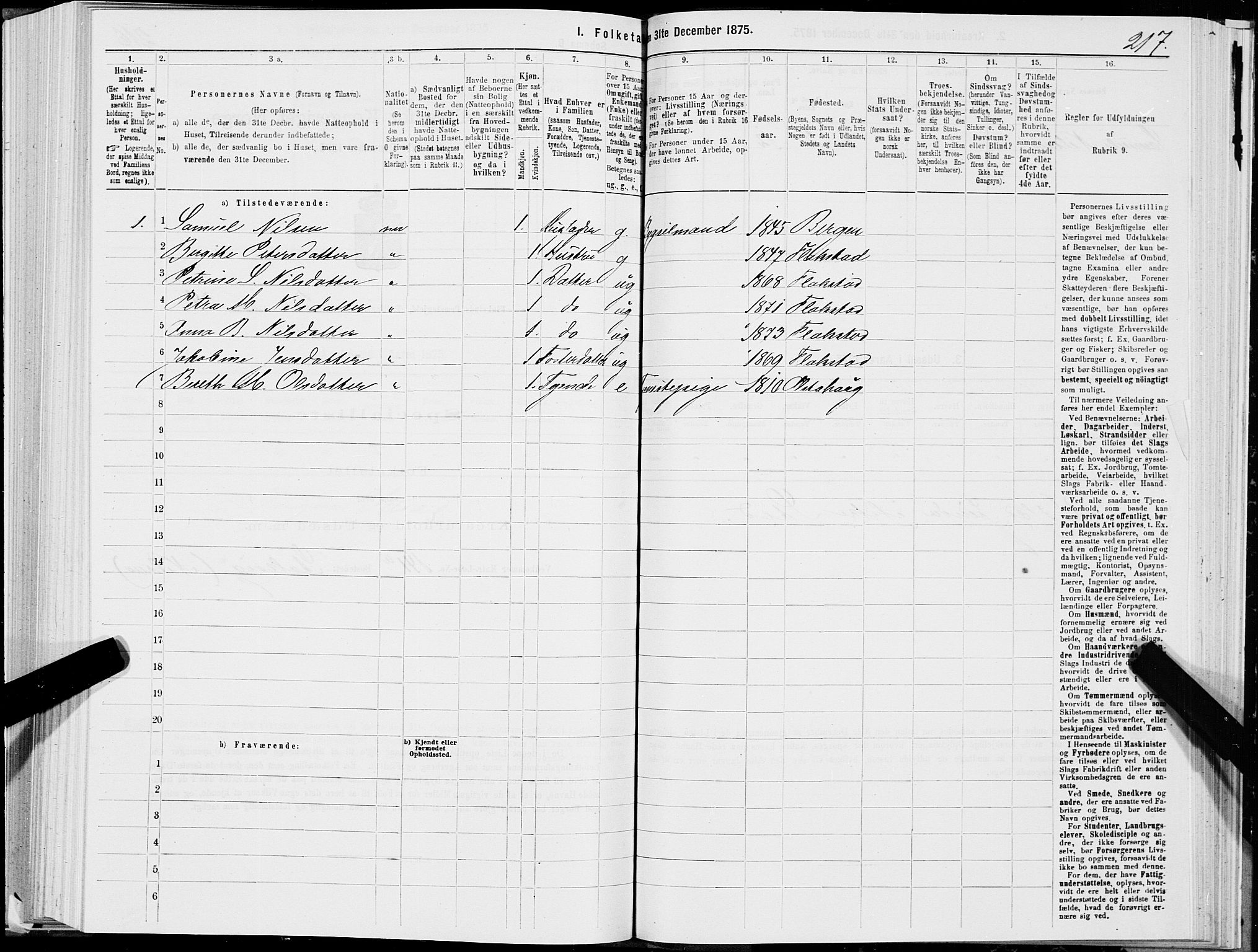 SAT, 1875 census for 1859P Flakstad, 1875, p. 1217