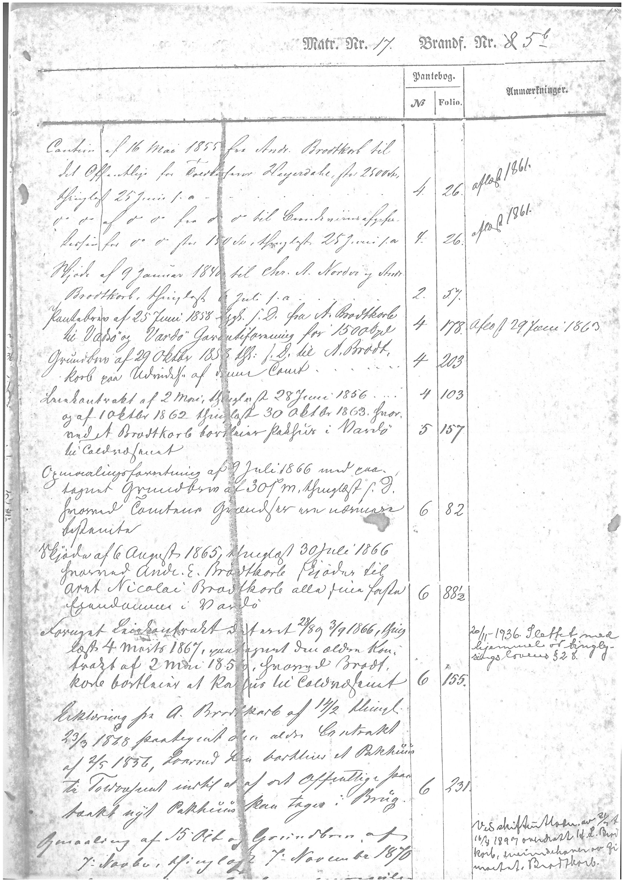 Brodtkorb handel A/S, VAMU/A-0001/Q/Qb/L0001: Skjøter og grunnbrev i Vardø by, 1822-1943, p. 160