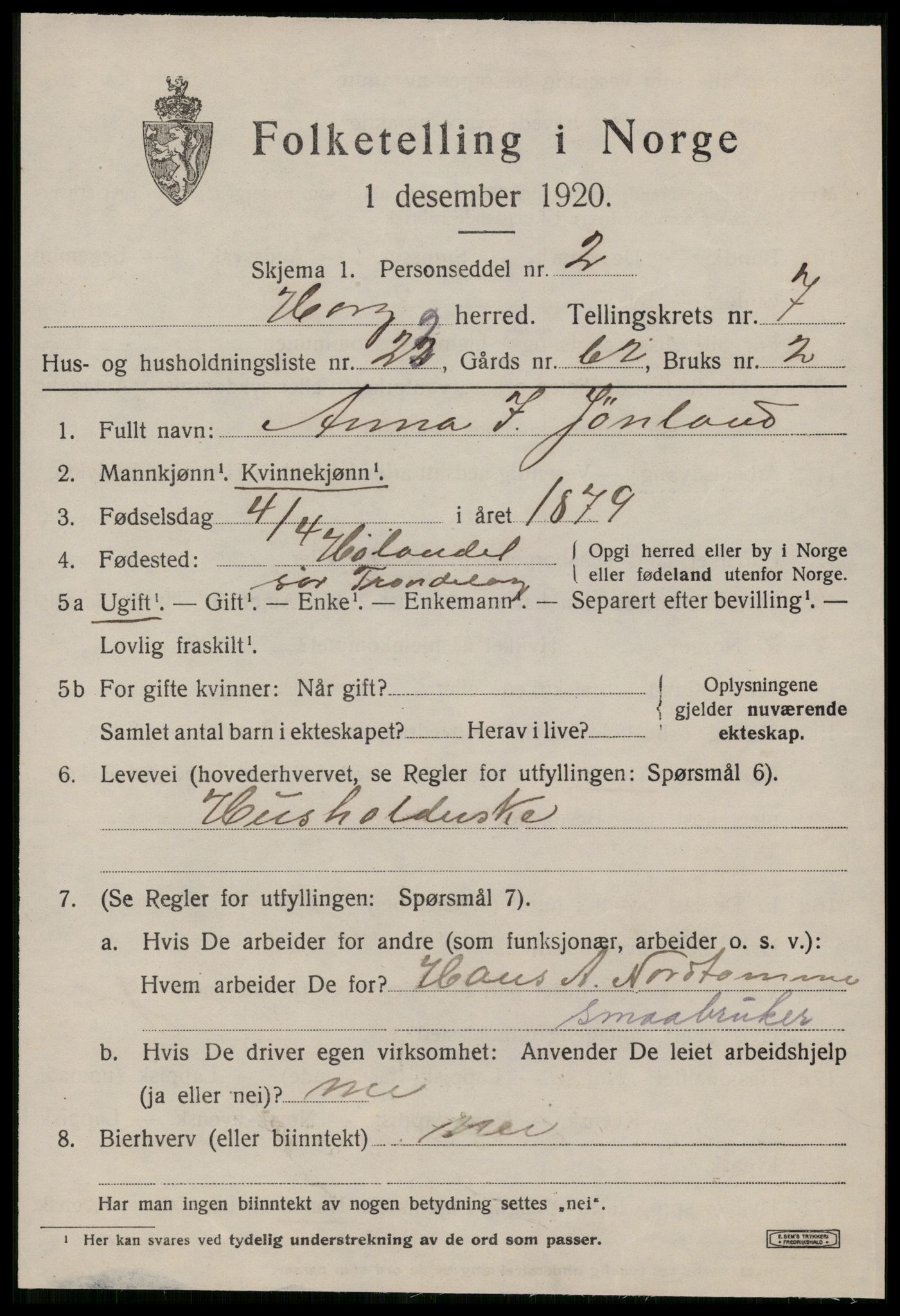 SAT, 1920 census for Horg, 1920, p. 4814