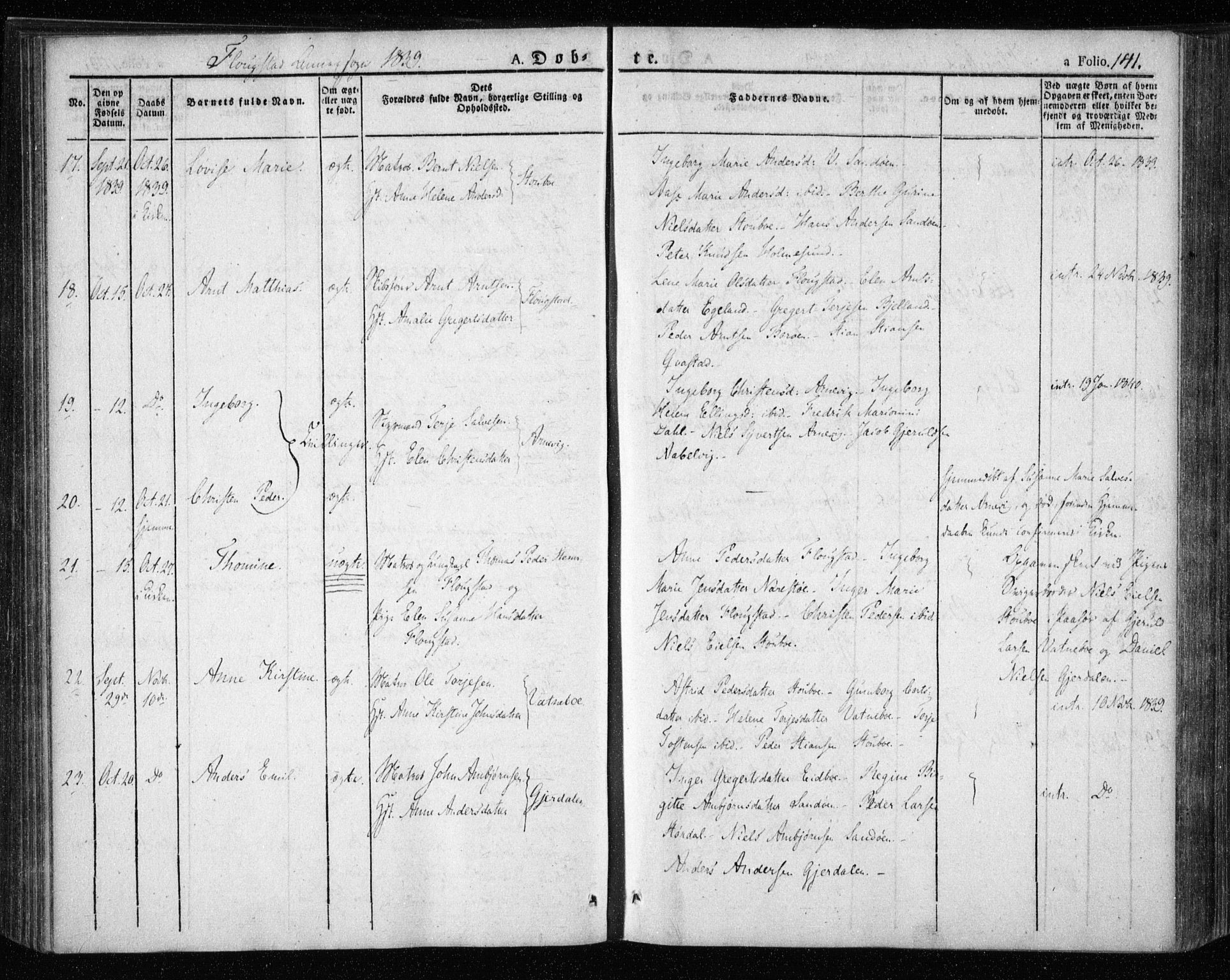 Dypvåg sokneprestkontor, AV/SAK-1111-0007/F/Fa/Faa/L0004: Parish register (official) no. A 4, 1824-1840, p. 141