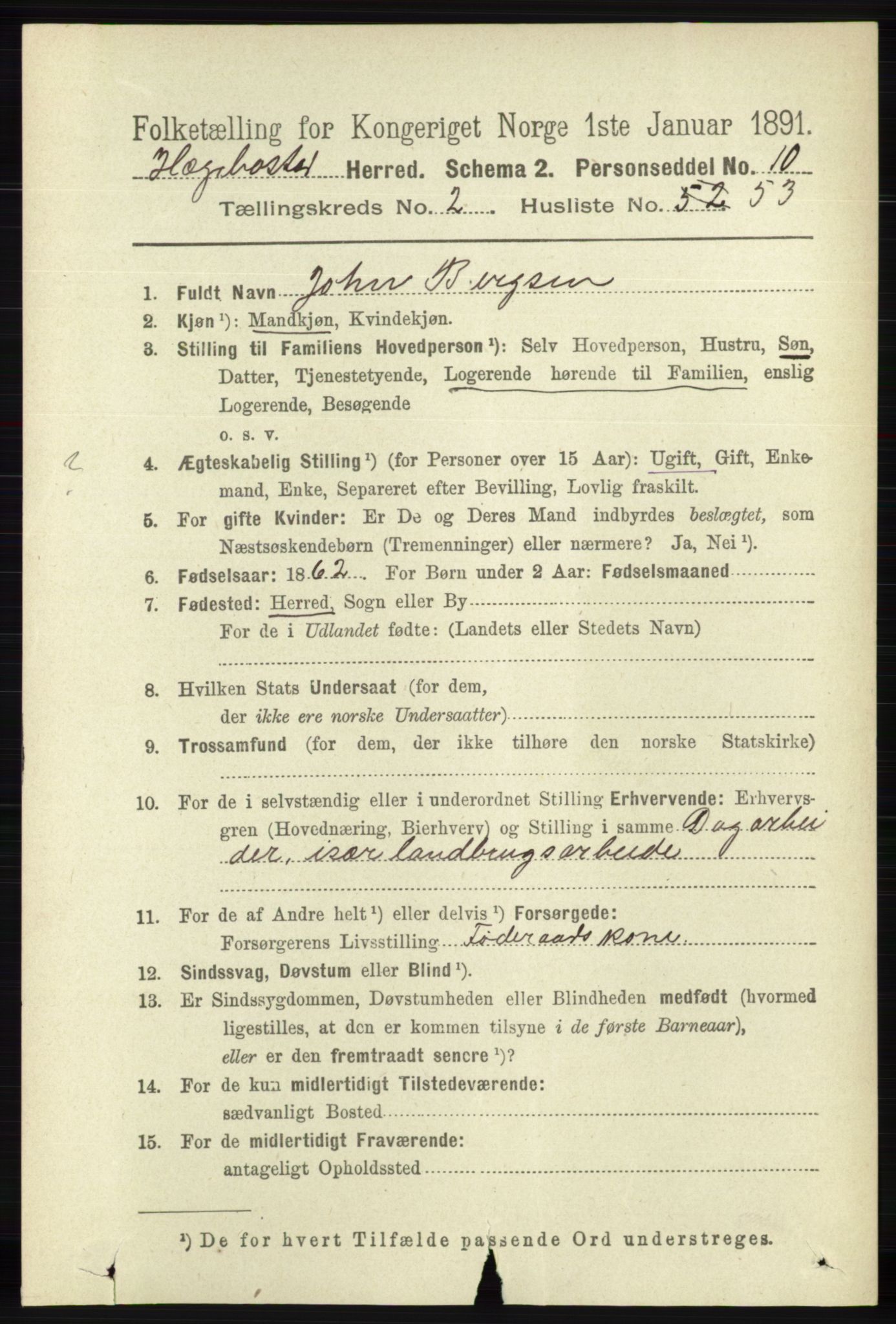 RA, 1891 census for 1034 Hægebostad, 1891, p. 811