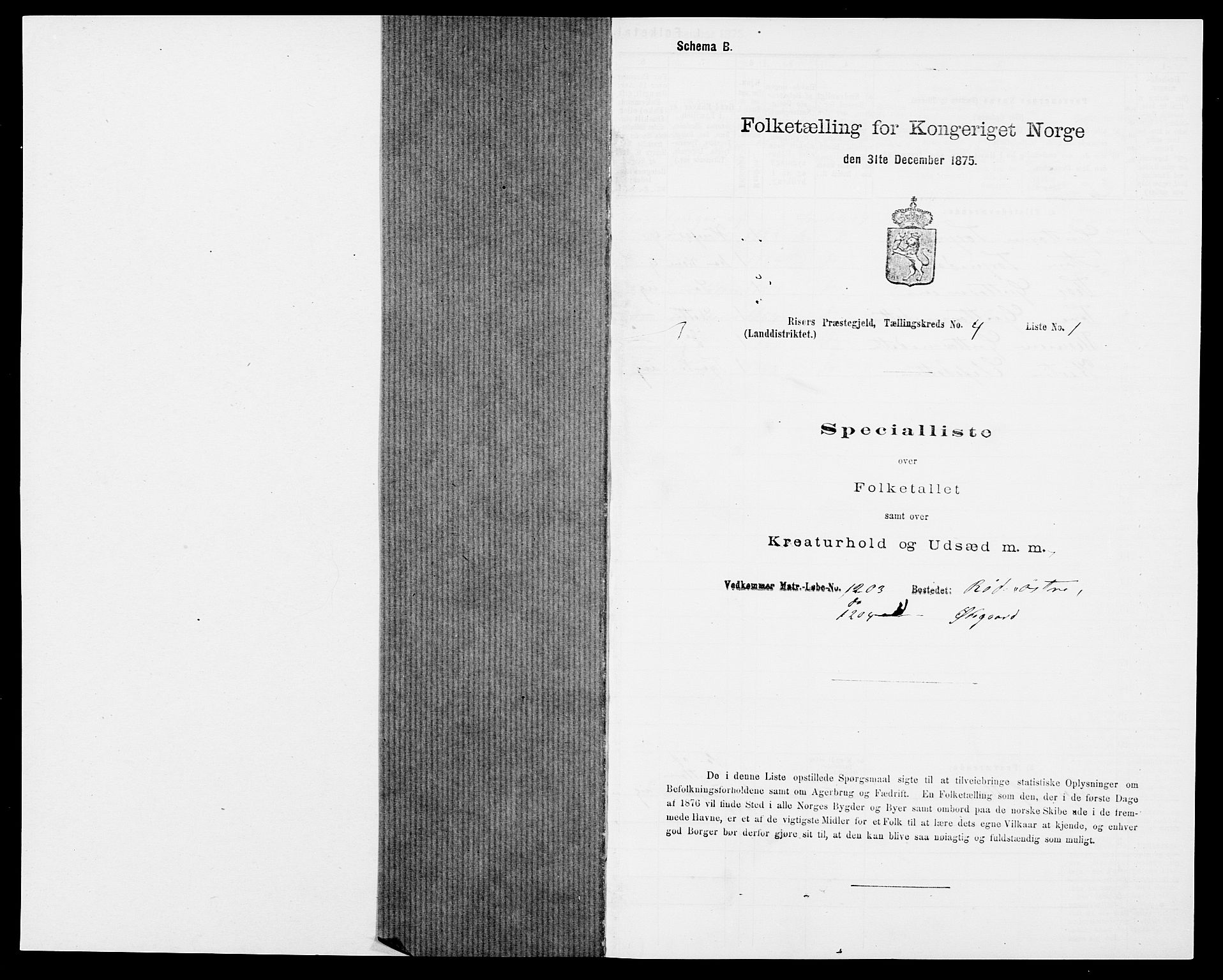 SAK, 1875 census for 0913L Risør/Søndeled, 1875, p. 609