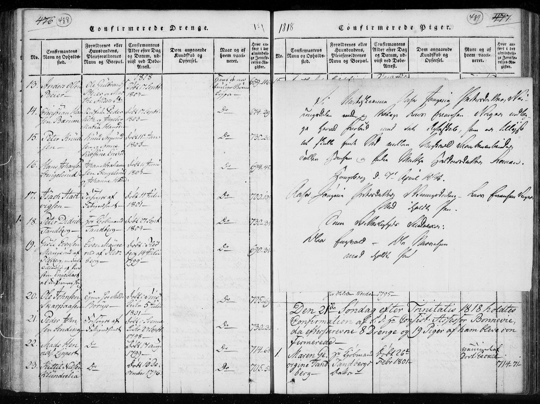 Kongsberg kirkebøker, SAKO/A-22/F/Fa/L0008: Parish register (official) no. I 8, 1816-1839, p. 488-489
