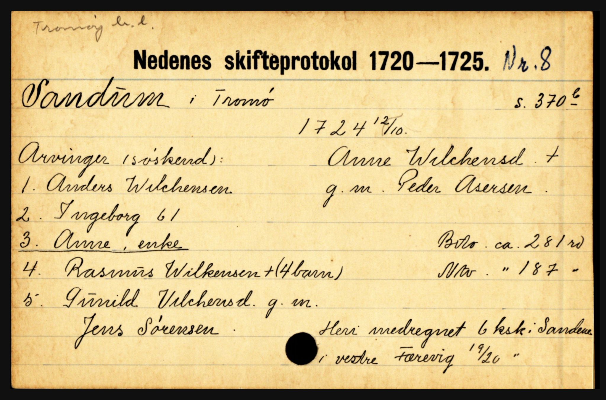 Nedenes sorenskriveri før 1824, AV/SAK-1221-0007/H, p. 25483