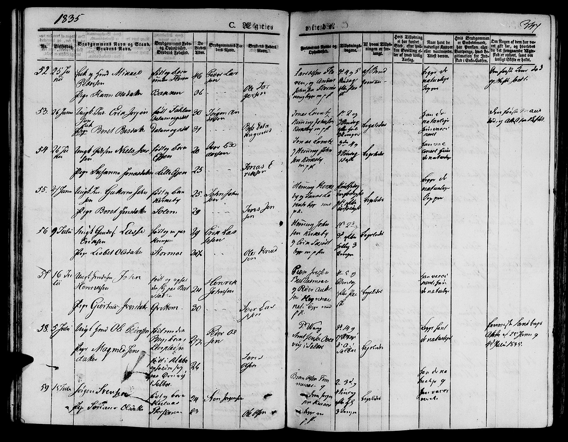 Ministerialprotokoller, klokkerbøker og fødselsregistre - Nord-Trøndelag, SAT/A-1458/709/L0072: Parish register (official) no. 709A12, 1833-1844, p. 347