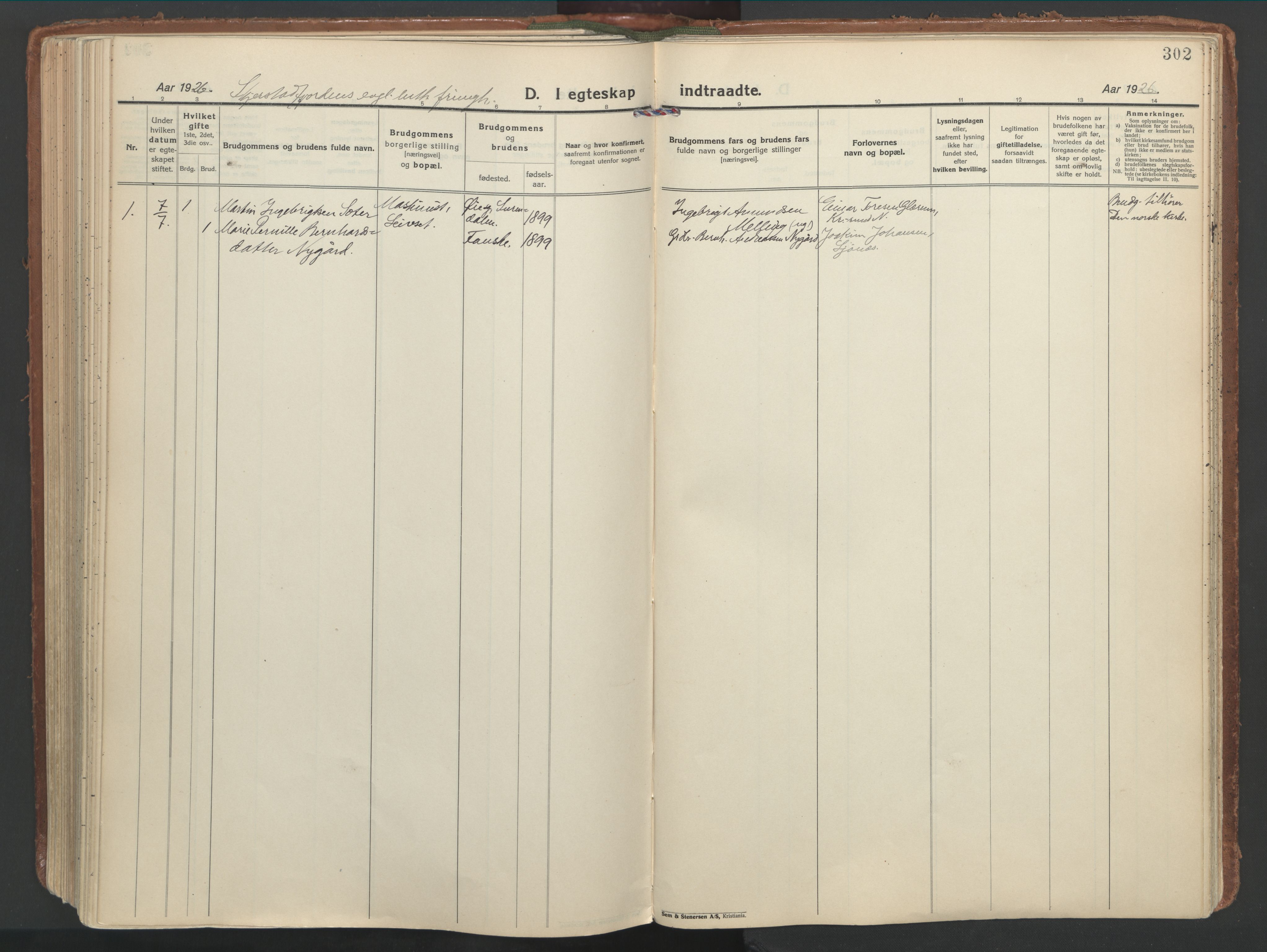 Ministerialprotokoller, klokkerbøker og fødselsregistre - Nordland, SAT/A-1459/849/L0699: Parish register (official) no. 849A10, 1924-1937, p. 302