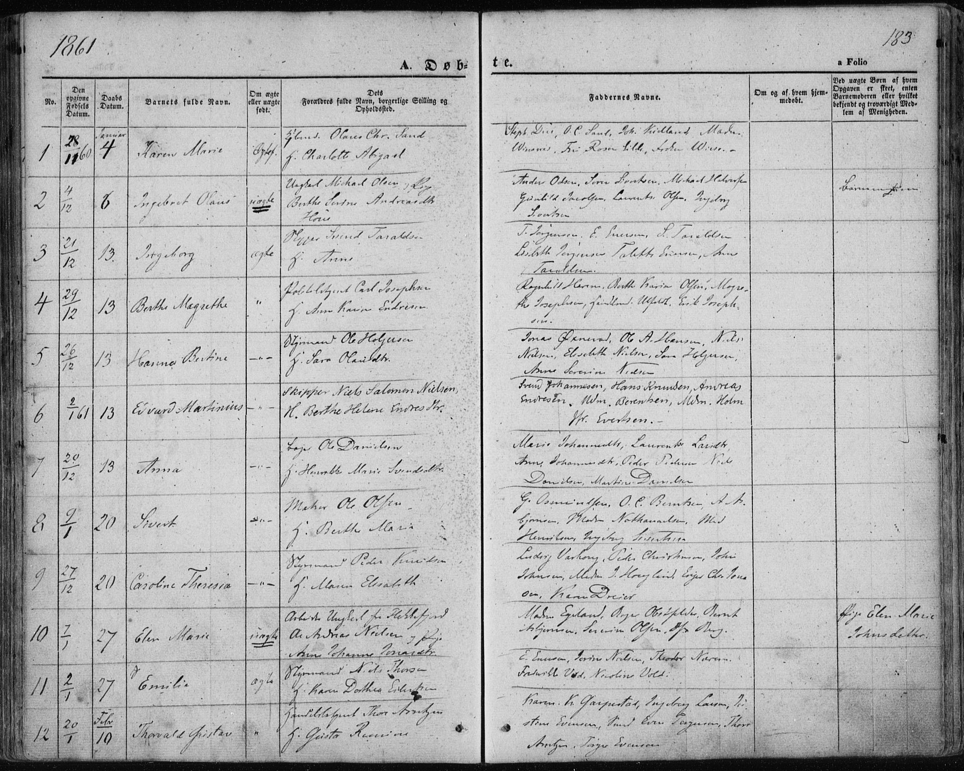 Domkirken sokneprestkontor, SAST/A-101812/001/30/30BA/L0017: Parish register (official) no. A 16, 1855-1867, p. 183
