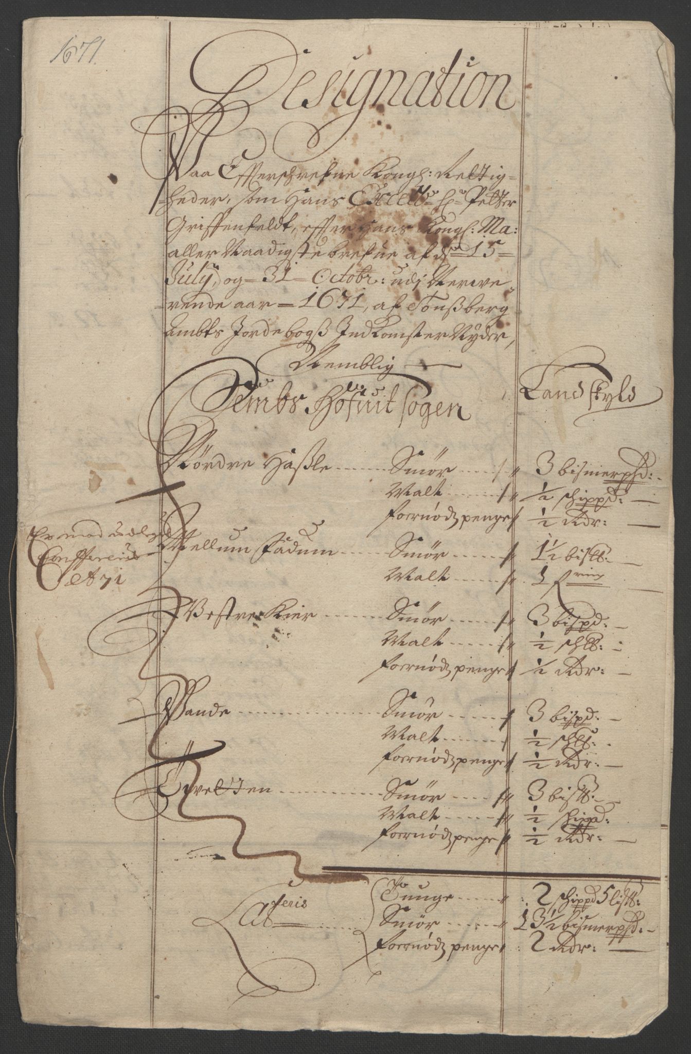 Rentekammeret inntil 1814, Reviderte regnskaper, Fogderegnskap, RA/EA-4092/R32/L1842: Fogderegnskap Jarlsberg grevskap, 1664-1673, p. 255