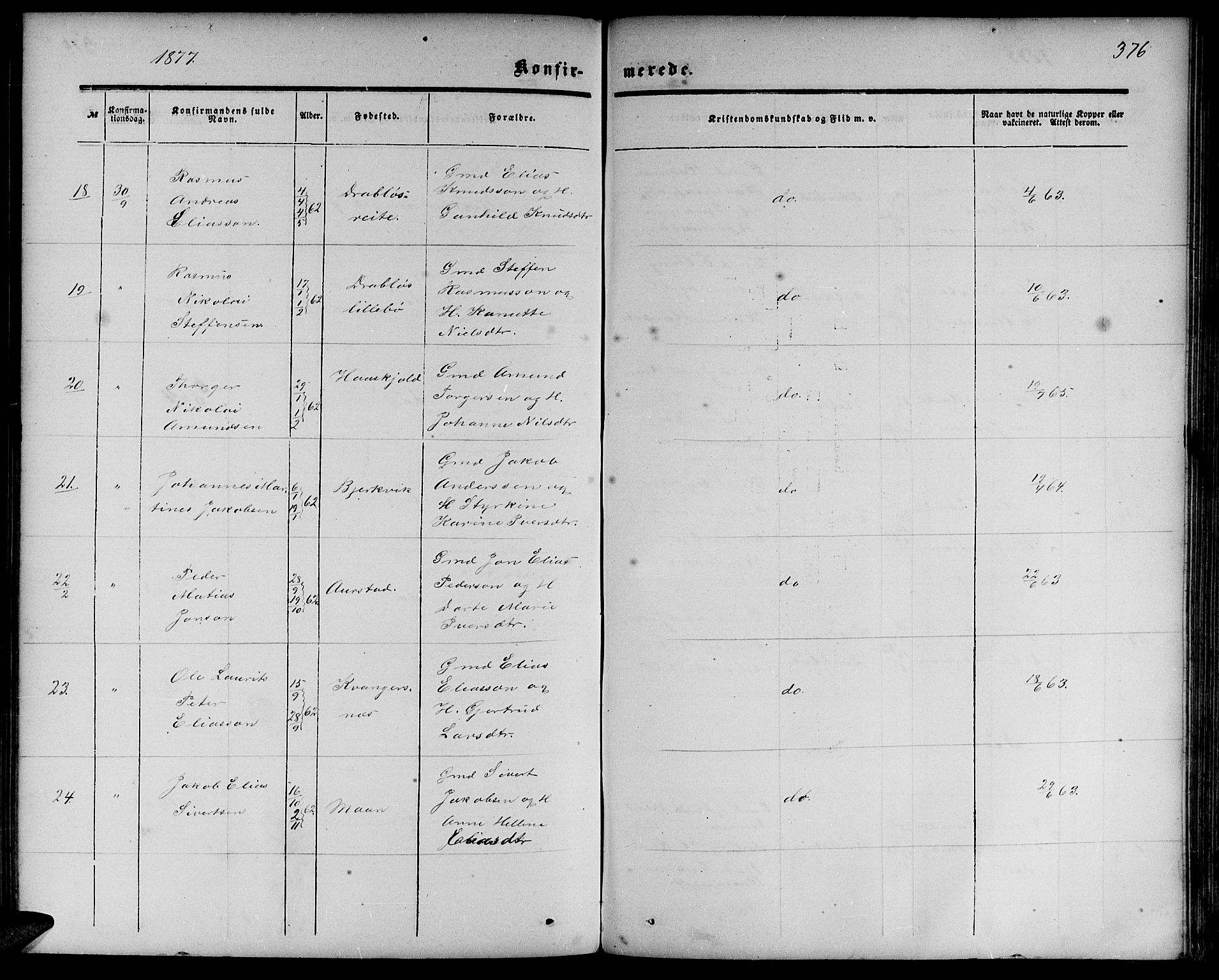 Ministerialprotokoller, klokkerbøker og fødselsregistre - Møre og Romsdal, AV/SAT-A-1454/511/L0157: Parish register (copy) no. 511C03, 1864-1884, p. 376