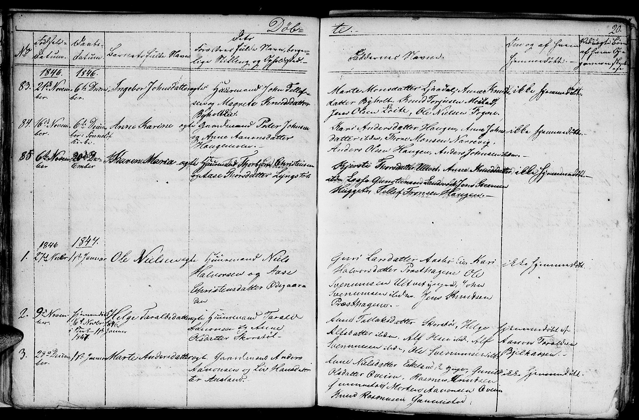 Gjerstad sokneprestkontor, AV/SAK-1111-0014/F/Fb/Fba/L0004: Parish register (copy) no. B 4, 1845-1853, p. 20