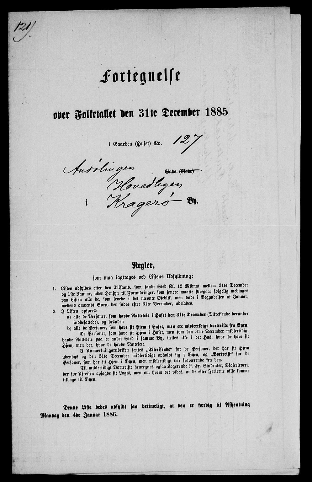 SAKO, 1885 census for 0801 Kragerø, 1885, p. 1277