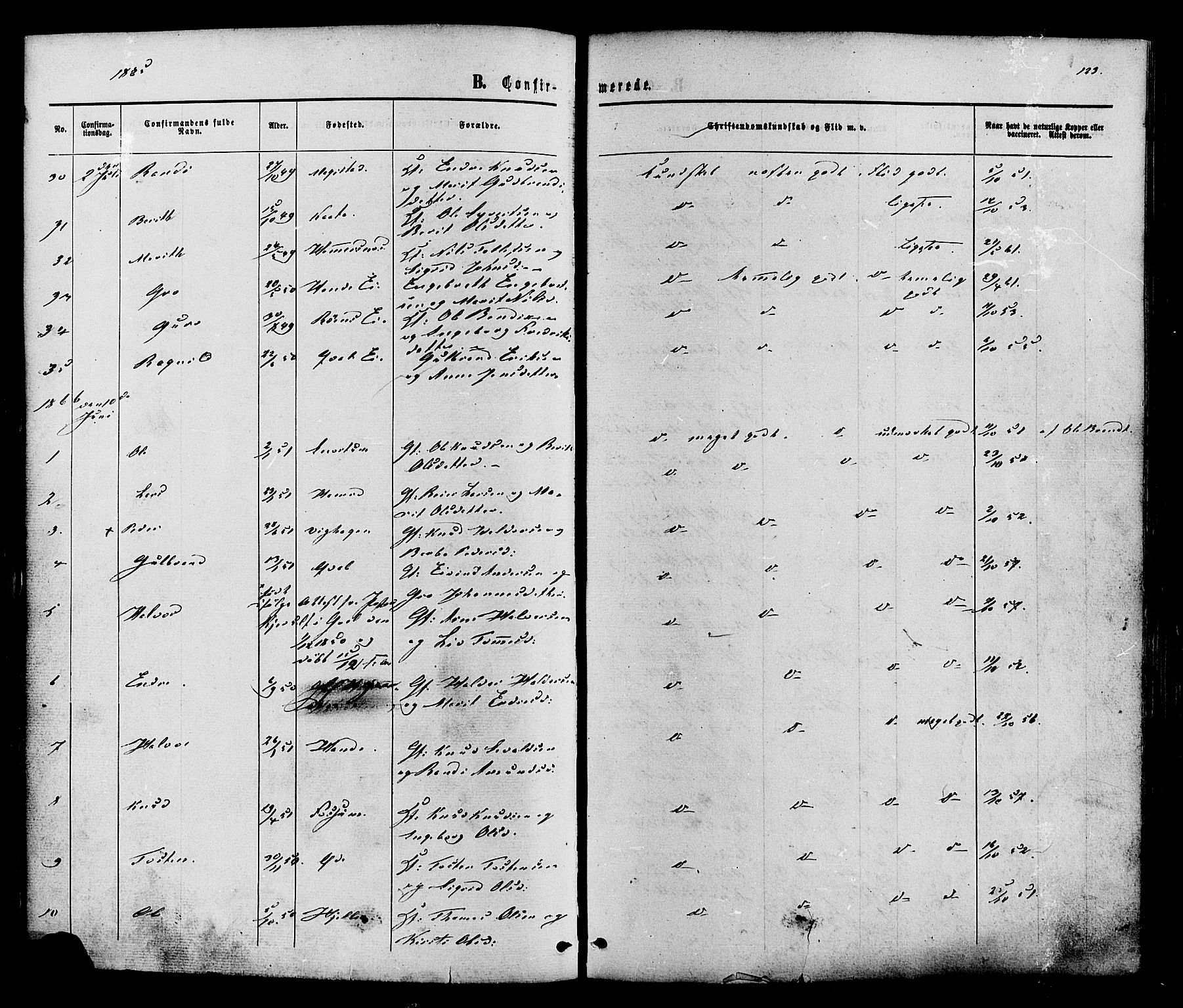 Vestre Slidre prestekontor, SAH/PREST-136/H/Ha/Haa/L0003: Parish register (official) no. 3, 1865-1880, p. 123
