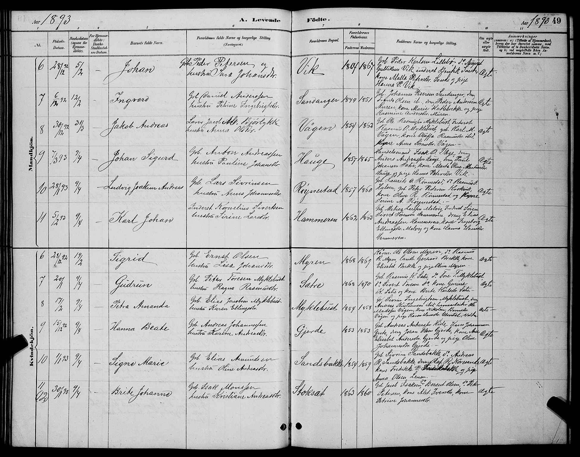 Ministerialprotokoller, klokkerbøker og fødselsregistre - Møre og Romsdal, AV/SAT-A-1454/503/L0048: Parish register (copy) no. 503C03, 1885-1893, p. 49