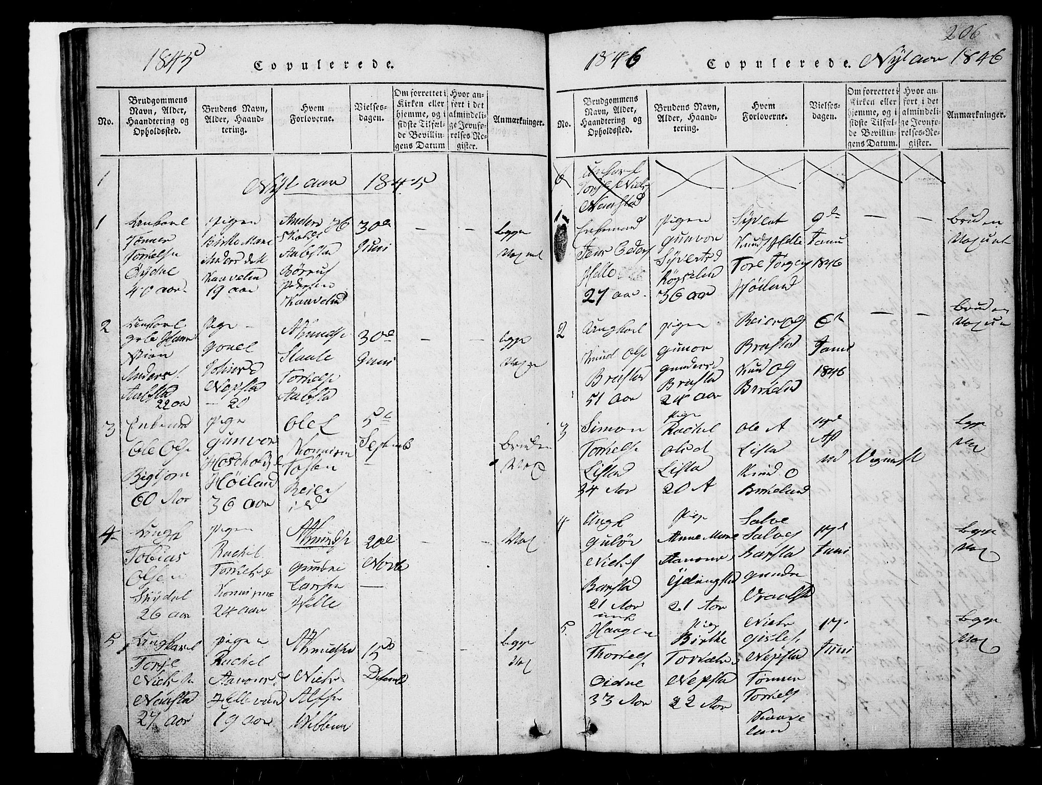 Nord-Audnedal sokneprestkontor, SAK/1111-0032/F/Fb/Fba/L0001: Parish register (copy) no. B 1, 1815-1856, p. 206