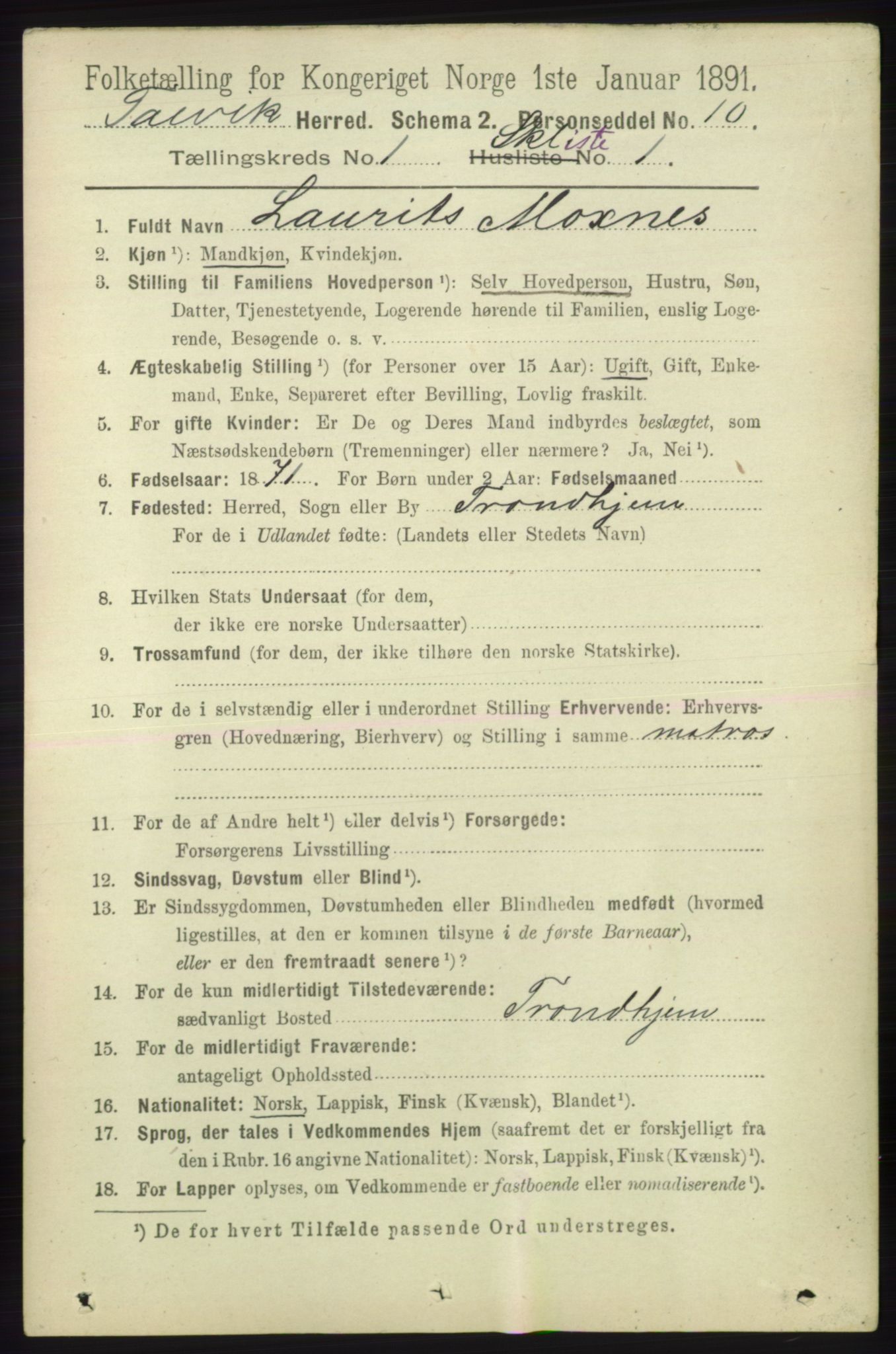 RA, 1891 census for 2013 Talvik, 1891, p. 500