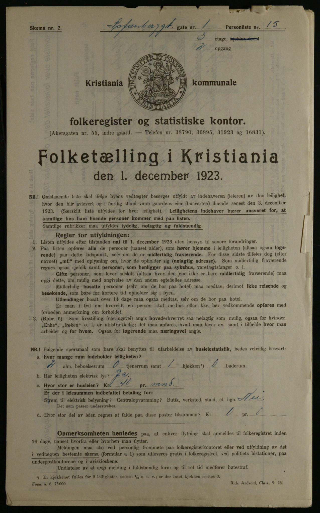 OBA, Municipal Census 1923 for Kristiania, 1923, p. 108237