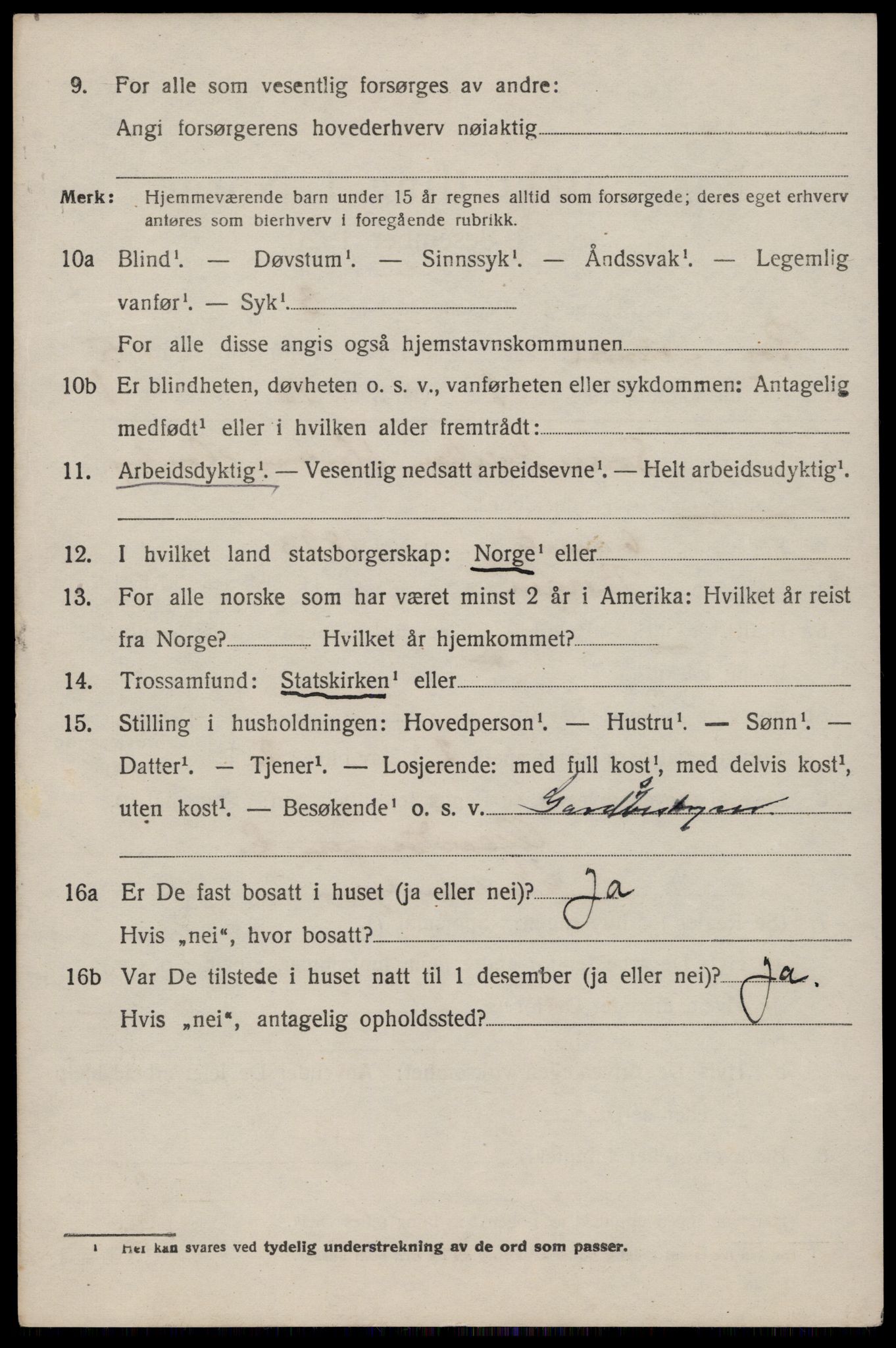 SAST, 1920 census for Sokndal, 1920, p. 3248