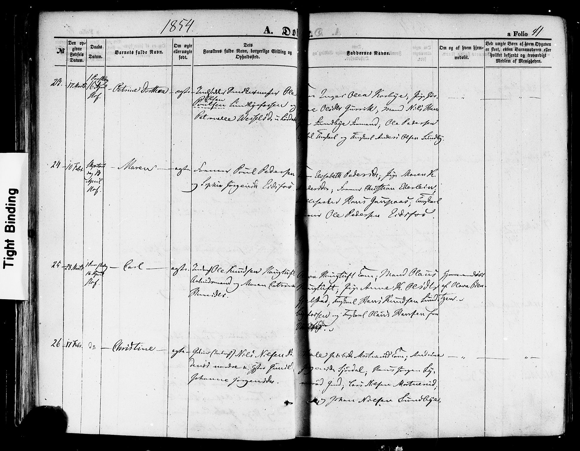 Hof kirkebøker, SAKO/A-64/F/Fa/L0006: Parish register (official) no. I 6, 1851-1877, p. 41