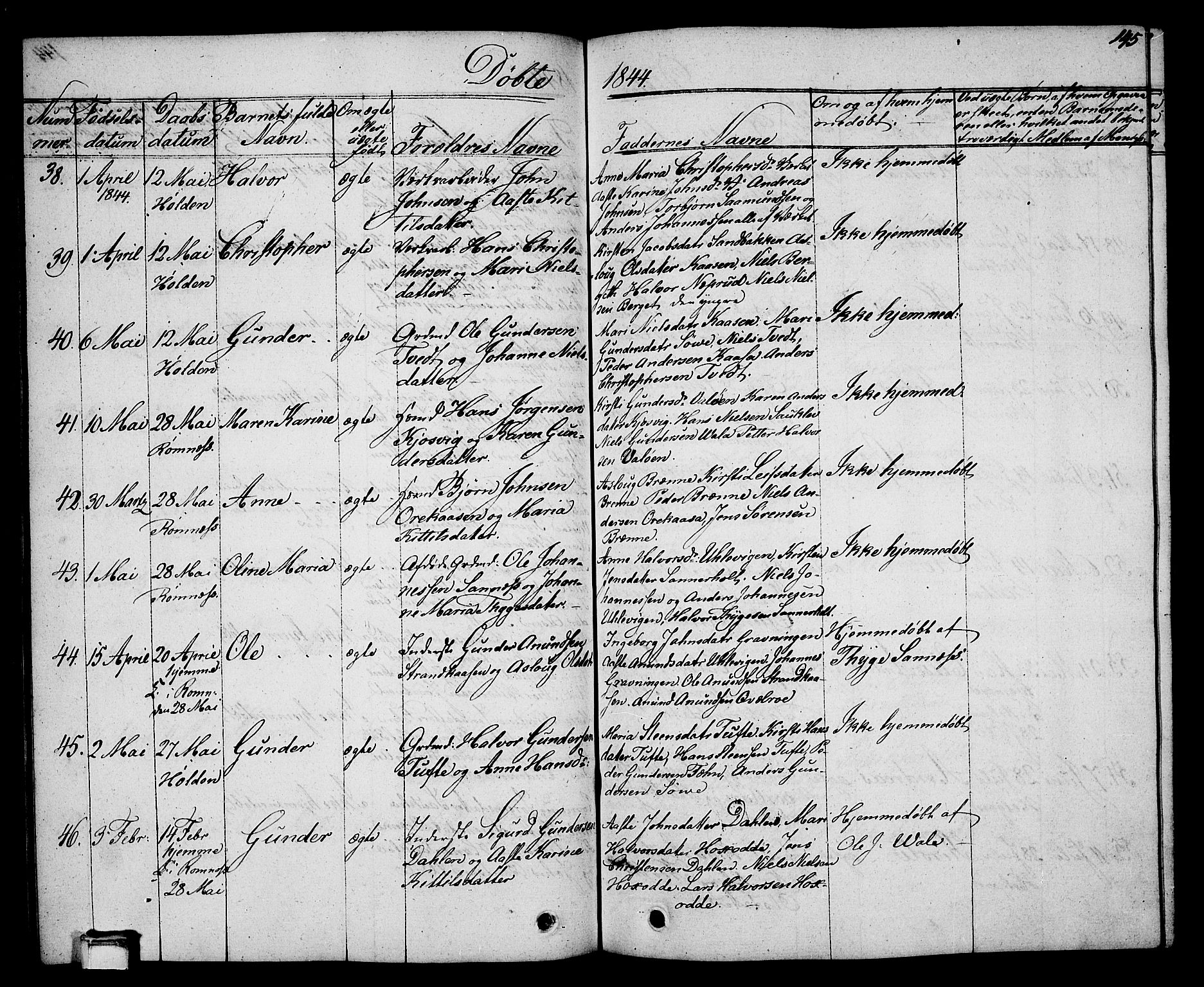 Holla kirkebøker, SAKO/A-272/G/Ga/L0002: Parish register (copy) no. I 2, 1830-1848, p. 145