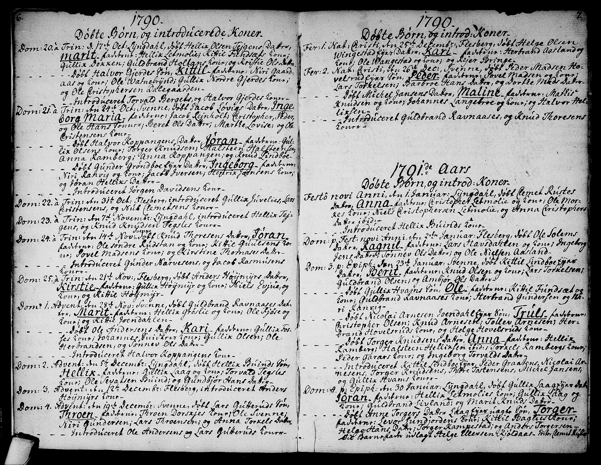 Flesberg kirkebøker, AV/SAKO-A-18/F/Fa/L0004: Parish register (official) no. I 4, 1788-1815, p. 6-7