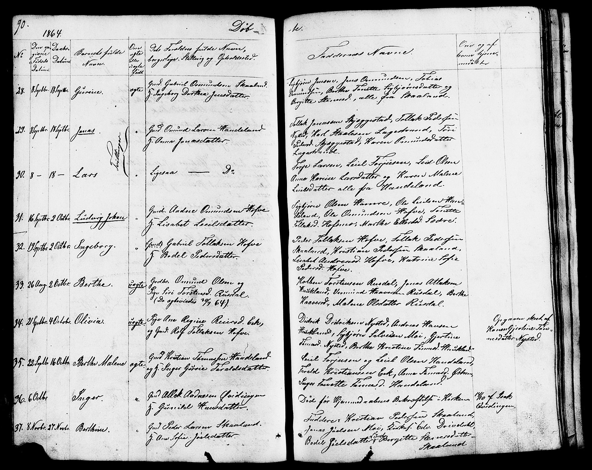 Lund sokneprestkontor, AV/SAST-A-101809/S07/L0003: Parish register (copy) no. B 3, 1848-1885, p. 90