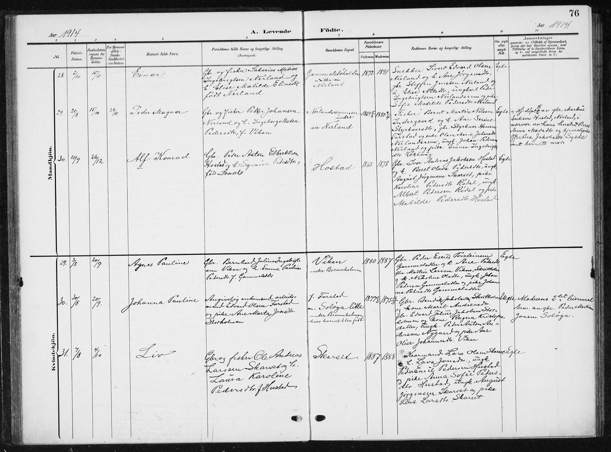 Ministerialprotokoller, klokkerbøker og fødselsregistre - Møre og Romsdal, AV/SAT-A-1454/567/L0784: Parish register (copy) no. 567C04, 1903-1938, p. 76